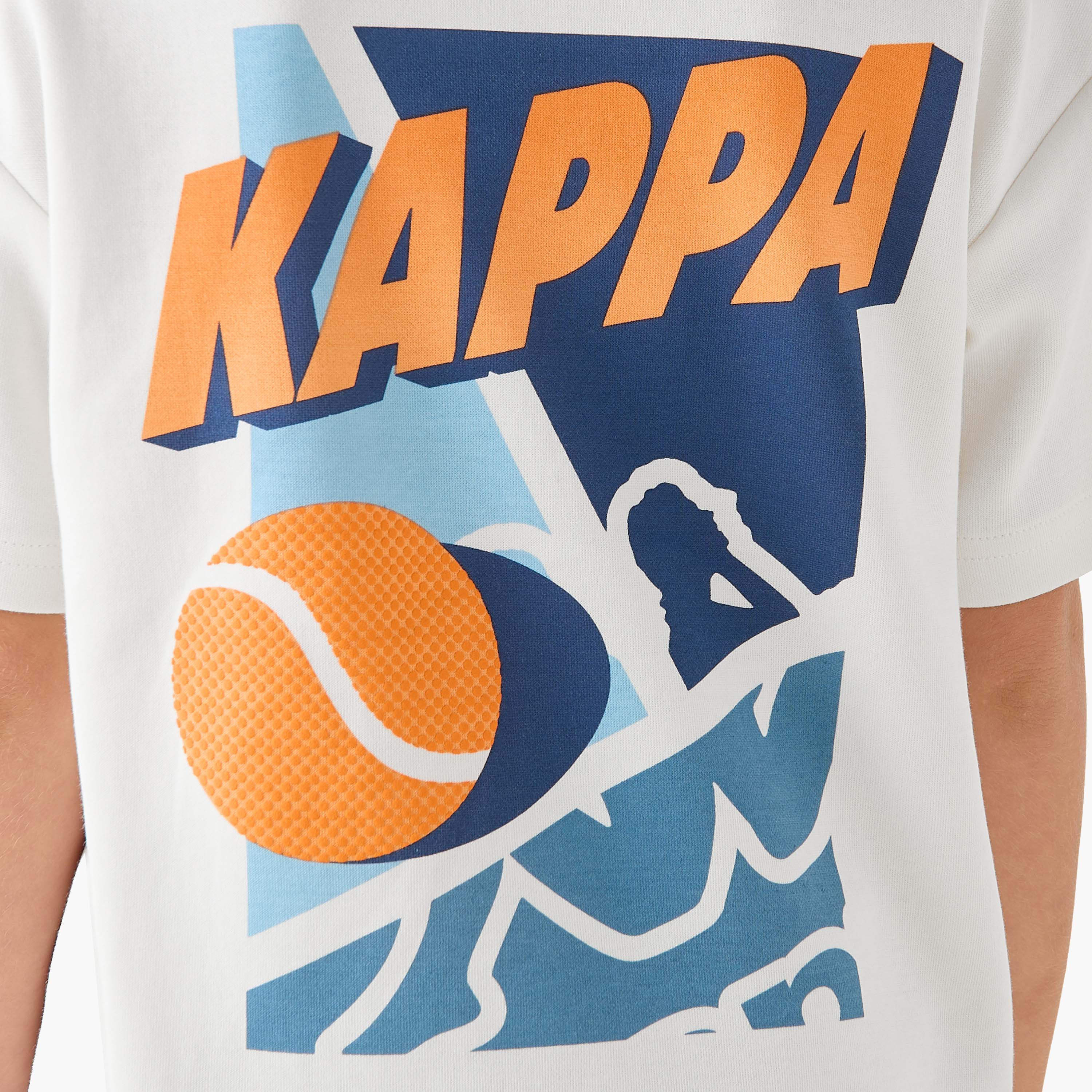 تيشيرت بطبعات جرافيك وياقة مستديرة وأكمام قصيرة من كابا-boys-clothing-sportswear-tops-image-1