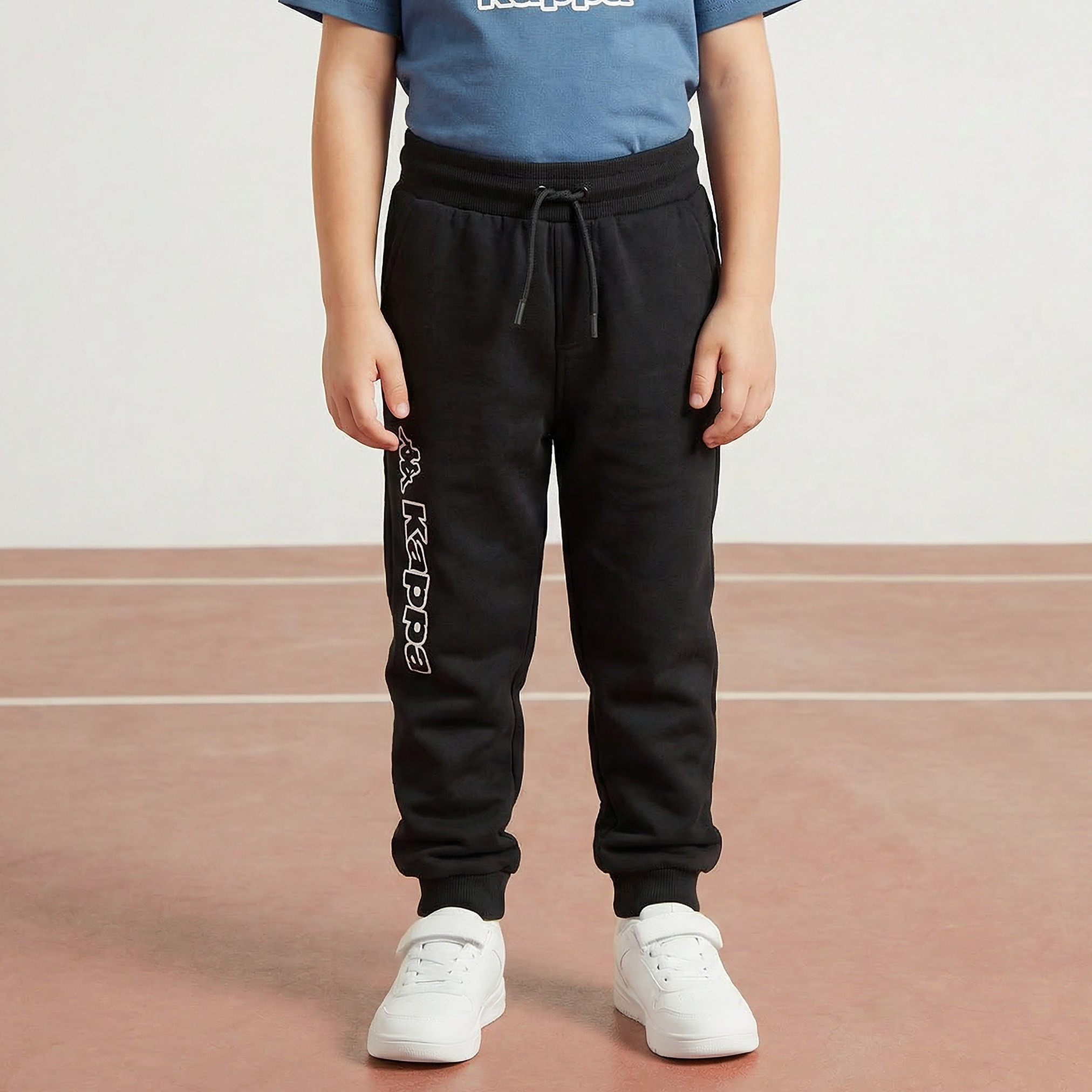 Kappa Elasticated Drawstring Waist Joggers with Logo Print-boys-clothing-bottoms-joggersandtrackpants-image-1