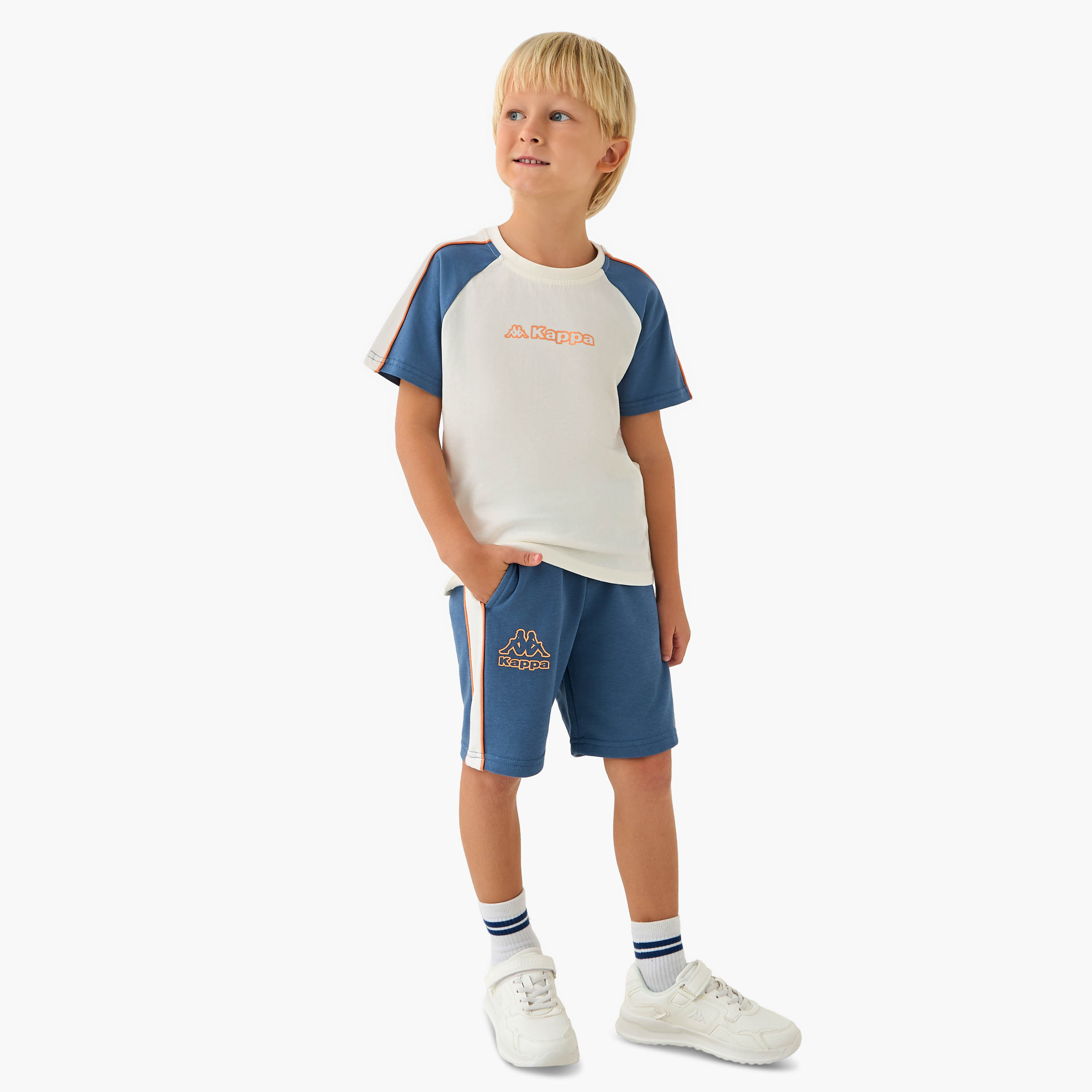 Kappa Crew Neck Raglan Sleeves T-shirt and Shorts Set with Print-baby-boys-clothing-setsandcoords-image-1