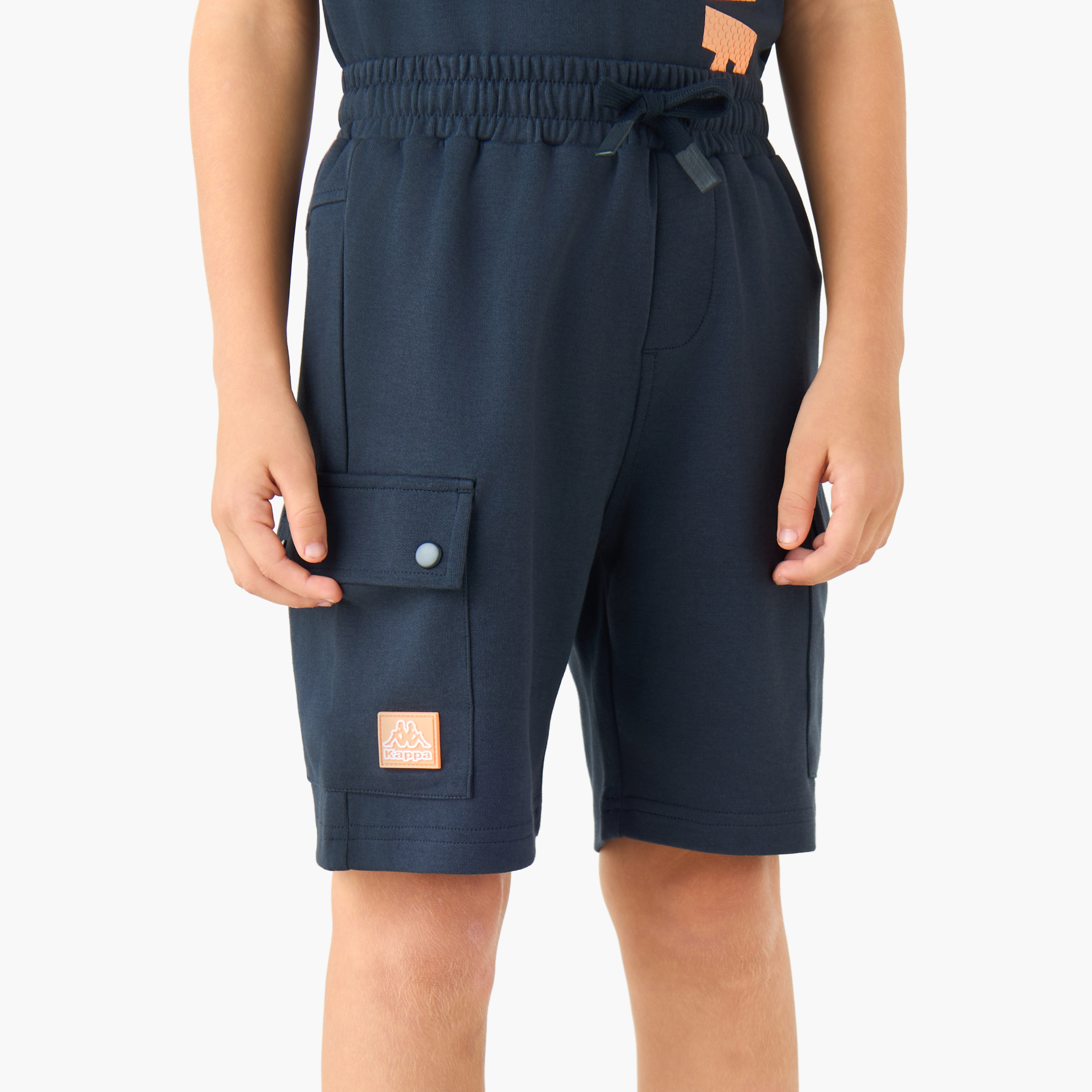 Kappa Round Neck Short Sleeves T-shirt and Shorts Set with Logo Print-boys-clothing-sportswear-sets-image-3