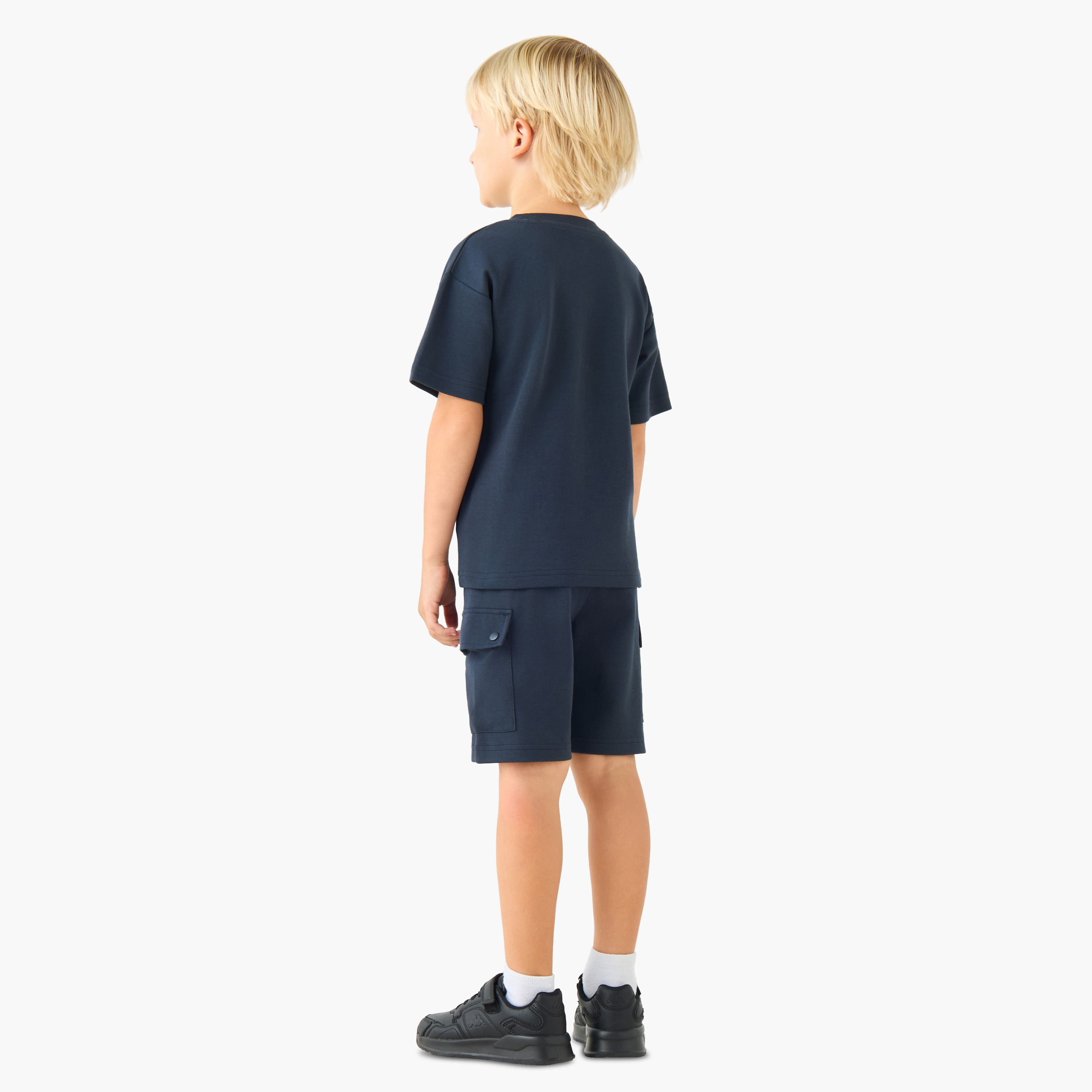 Kappa Round Neck Short Sleeves T-shirt and Shorts Set with Logo Print-boys-clothing-sportswear-sets-image-4