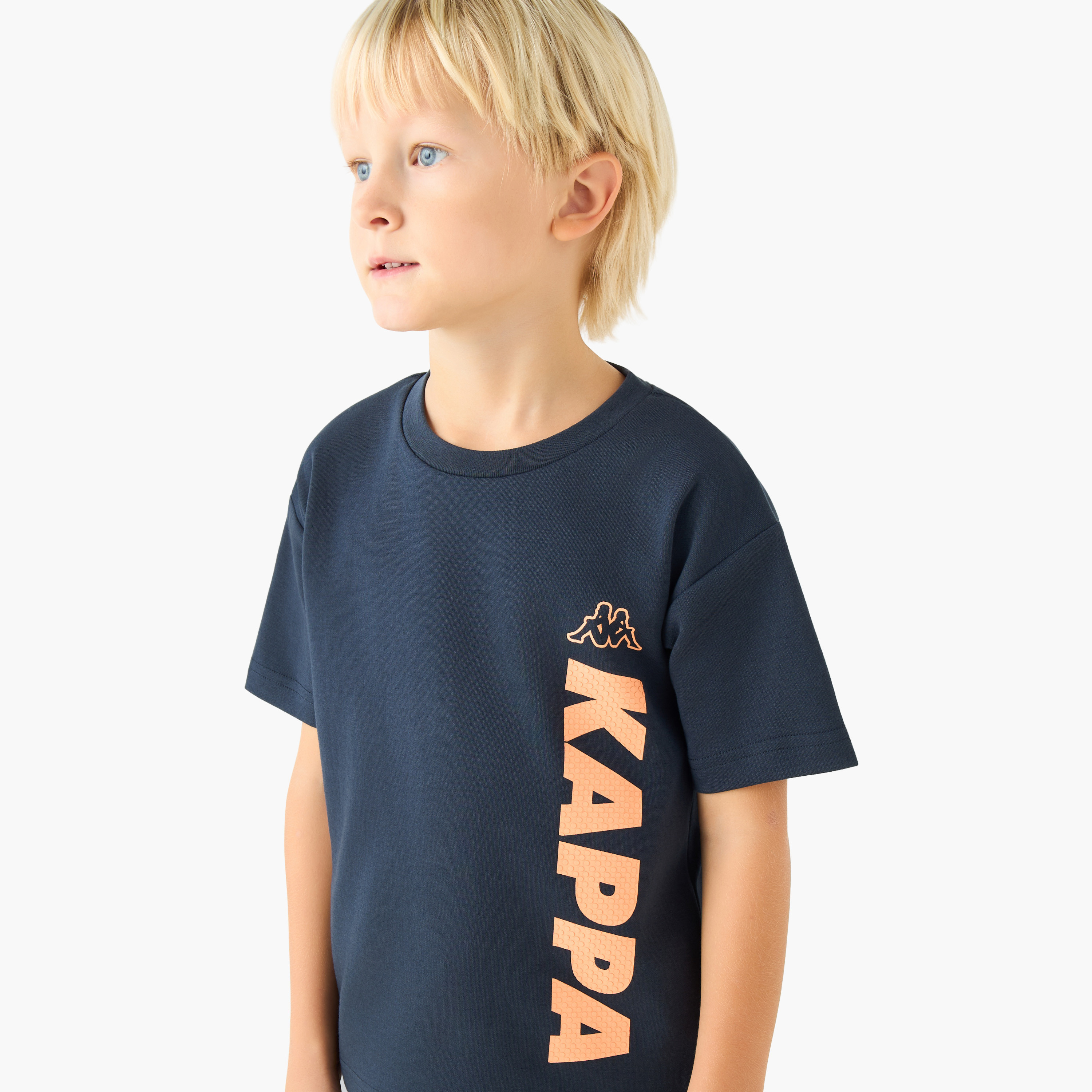 Kappa Round Neck Short Sleeves T-shirt and Shorts Set with Logo Print-boys-clothing-sportswear-sets-image-5