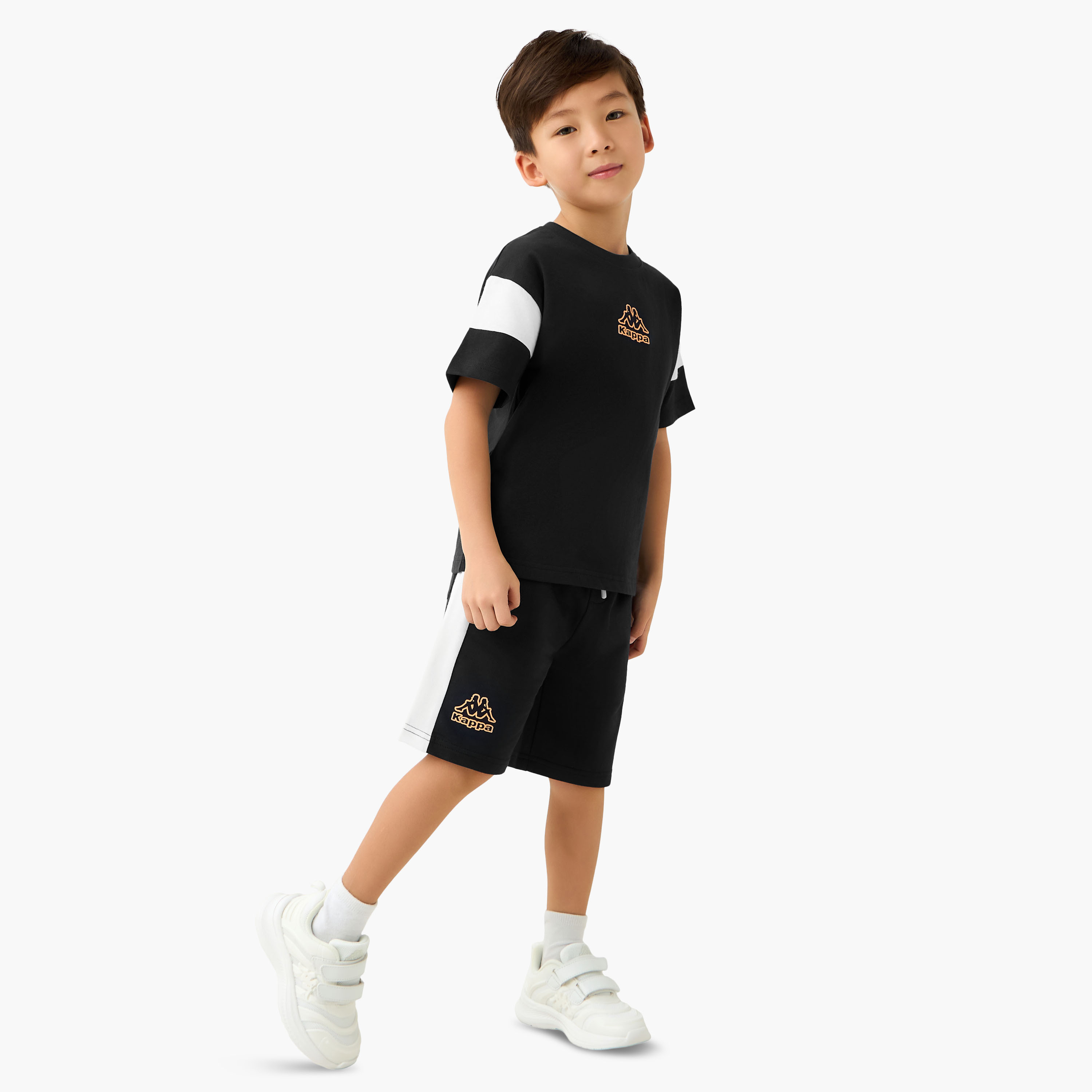 Kappa Crew Neck Short Sleeves T-shirt and Shorts Set with Logo Print-baby-boys-clothing-setsandcoords-image-1