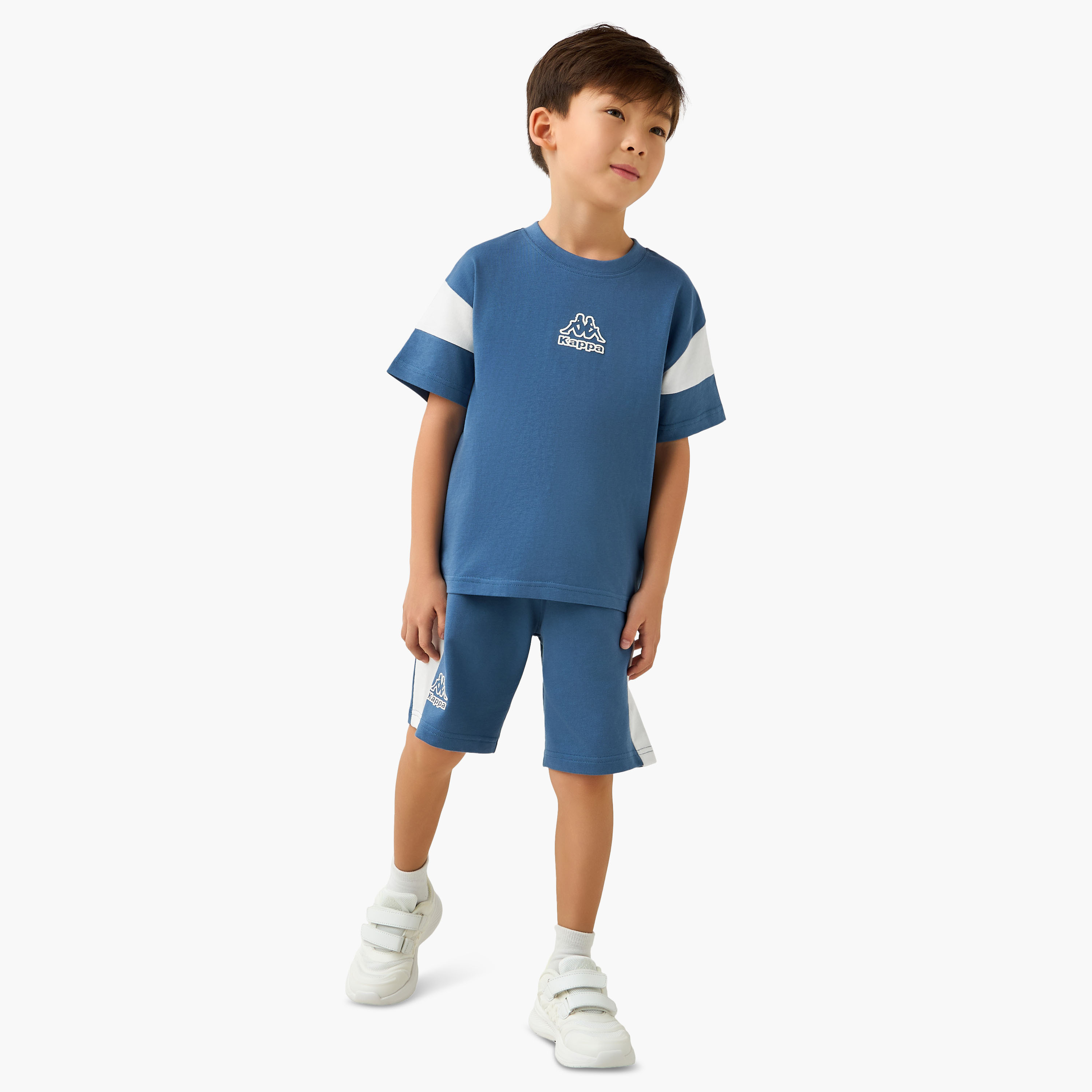 Kappa Crew Neck Short Sleeves T-shirt and Shorts Set with Logo Print-baby-boys-clothing-setsandcoords-image-1