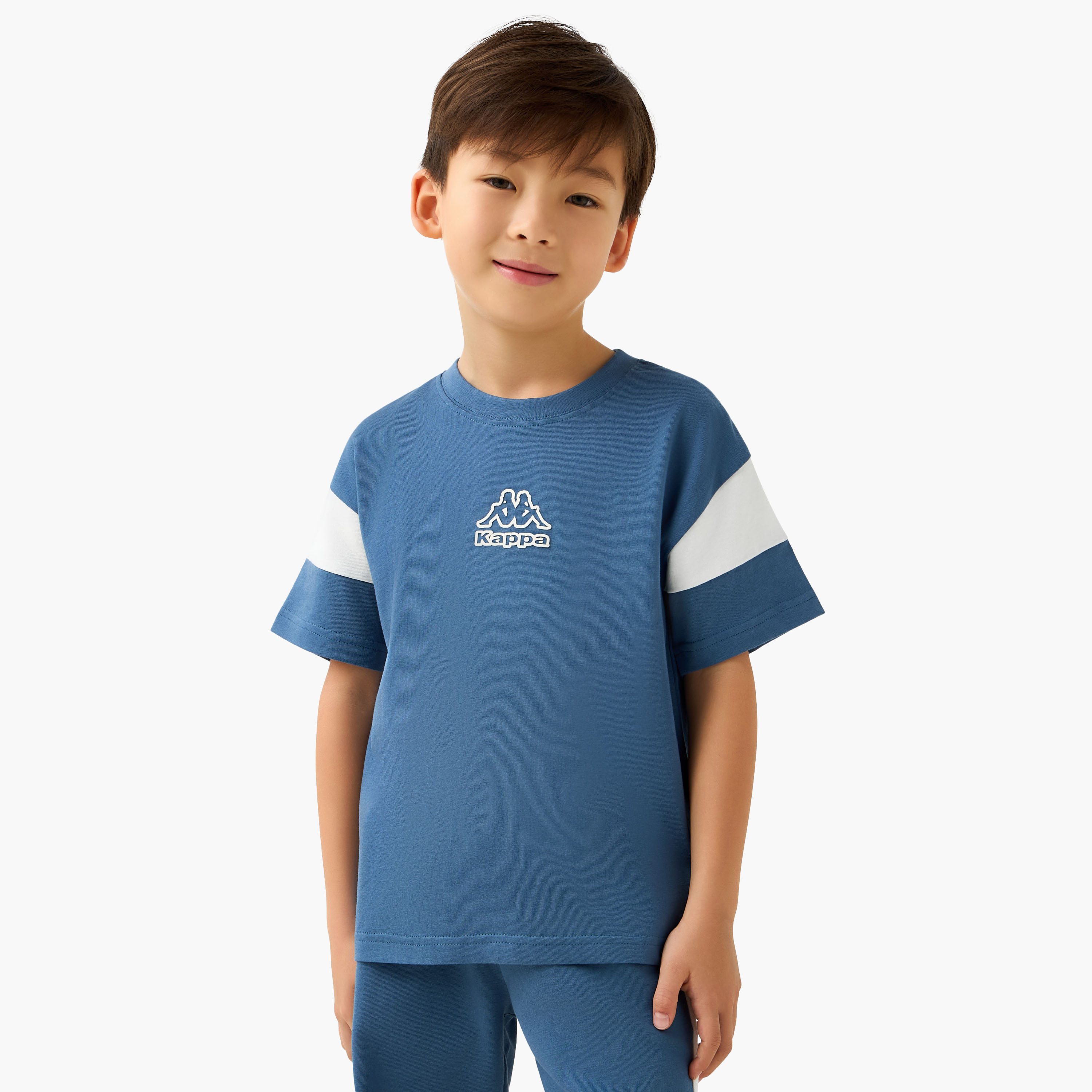 Kappa Crew Neck Short Sleeves T-shirt and Shorts Set with Logo Print-baby-boys-clothing-setsandcoords-image-2