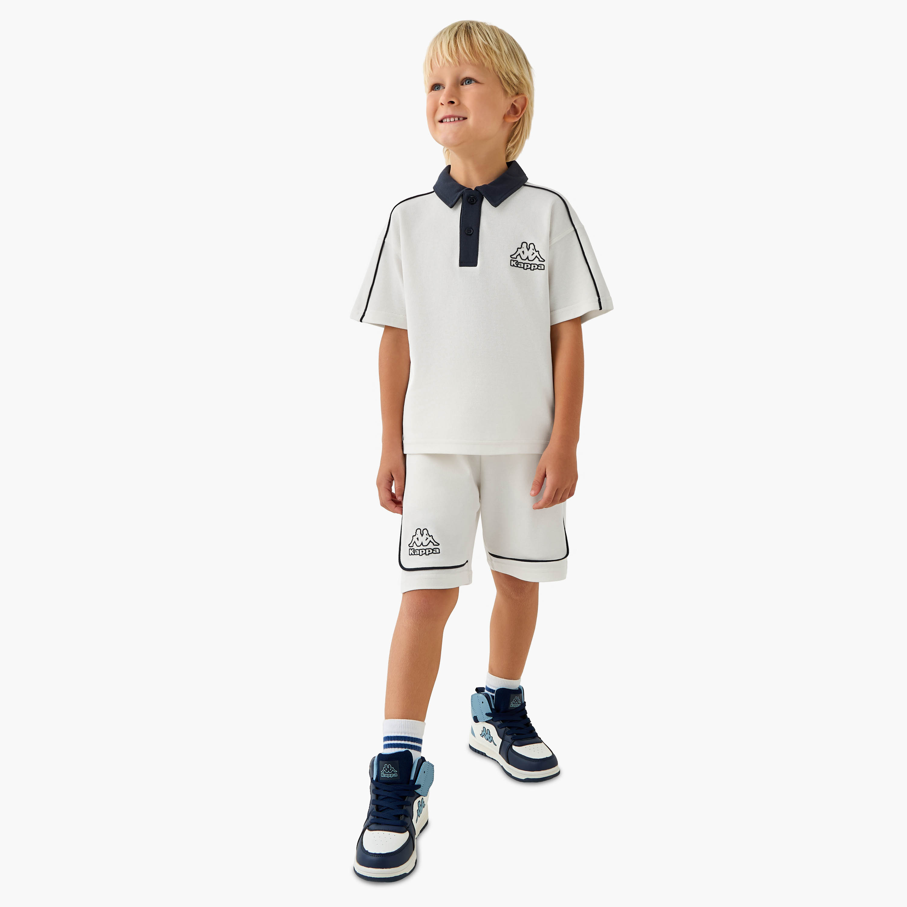 Kappa Polo Collar Short Sleeves T-shirt and Shorts Set with Print-boys-clothing-sportswear-sets-image-1