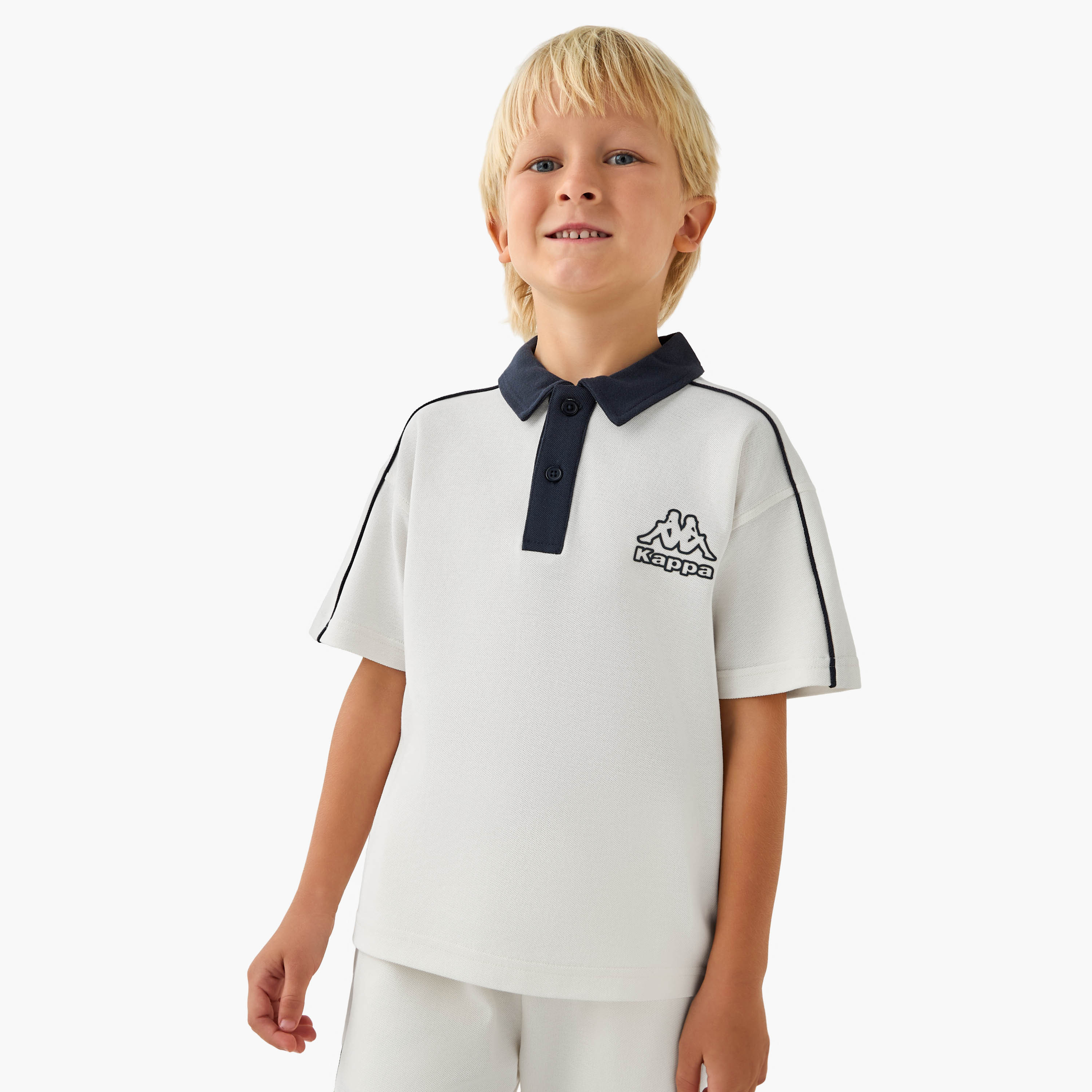 Kappa Polo Collar Short Sleeves T-shirt and Shorts Set with Print-boys-clothing-sportswear-sets-image-2
