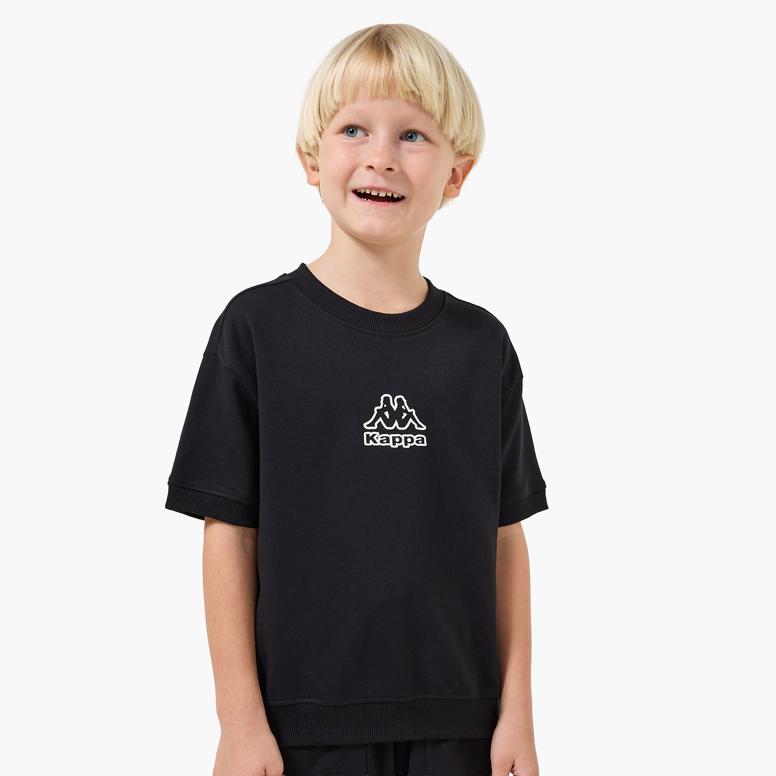 Kappa Crew Neck Short Sleeves T-shirt and Shorts Set with Logo Print-boys-clothing-sportswear-sets-image-2
