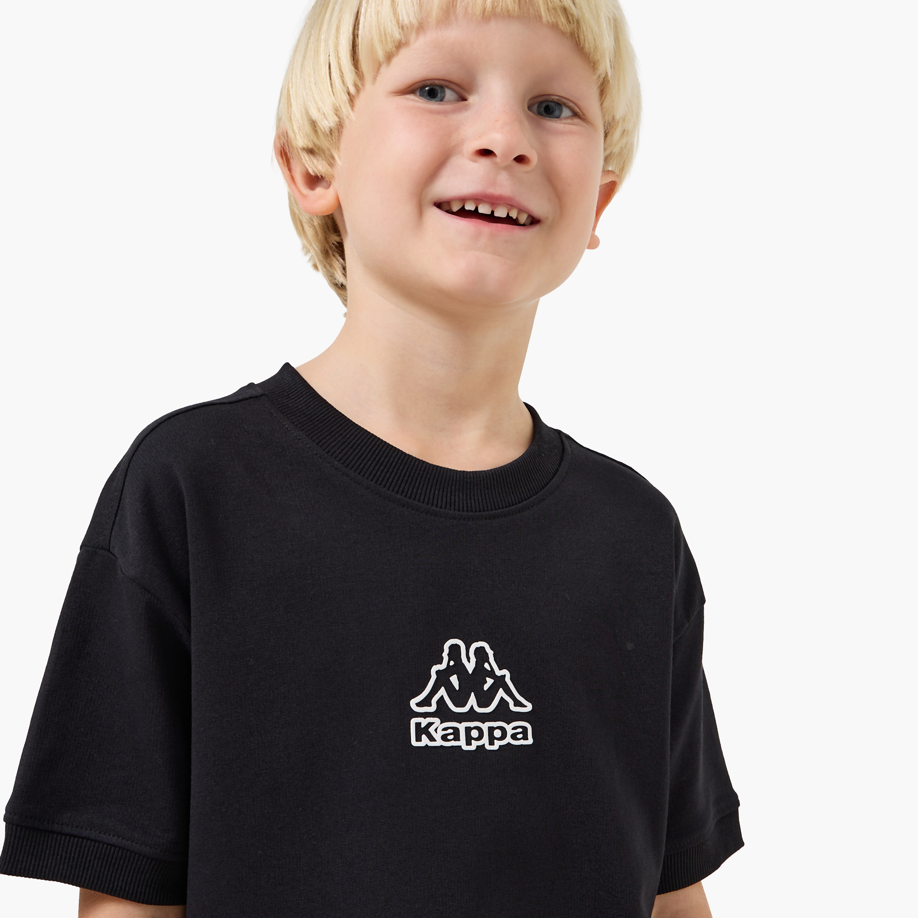 Kappa Crew Neck Short Sleeves T-shirt and Shorts Set with Logo Print-boys-clothing-sportswear-sets-image-5