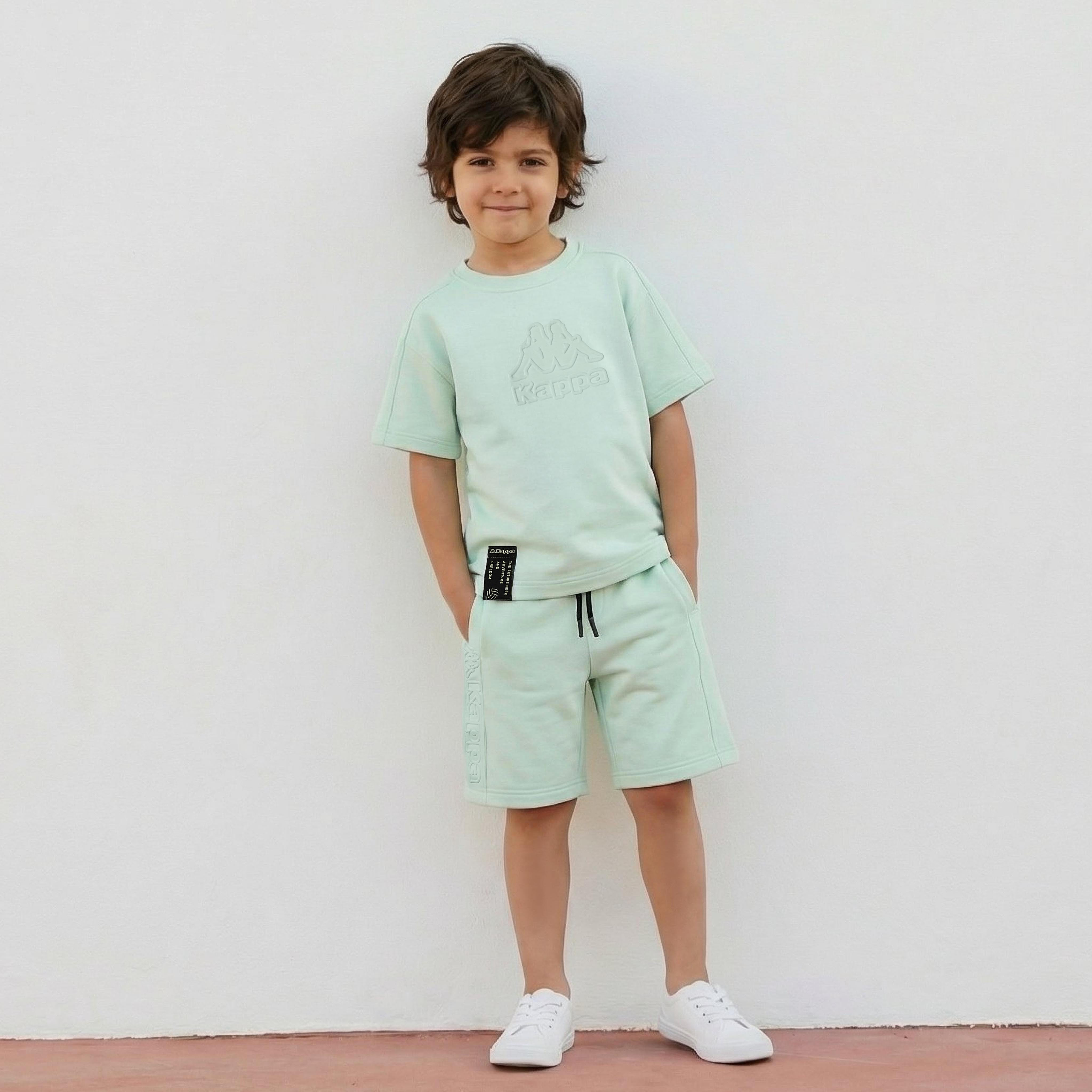 Kappa Crew Neck Short Sleeves T-shirt and Shorts Set with Embossed Logo-baby-girls-clothing-setsandcoords-image-1