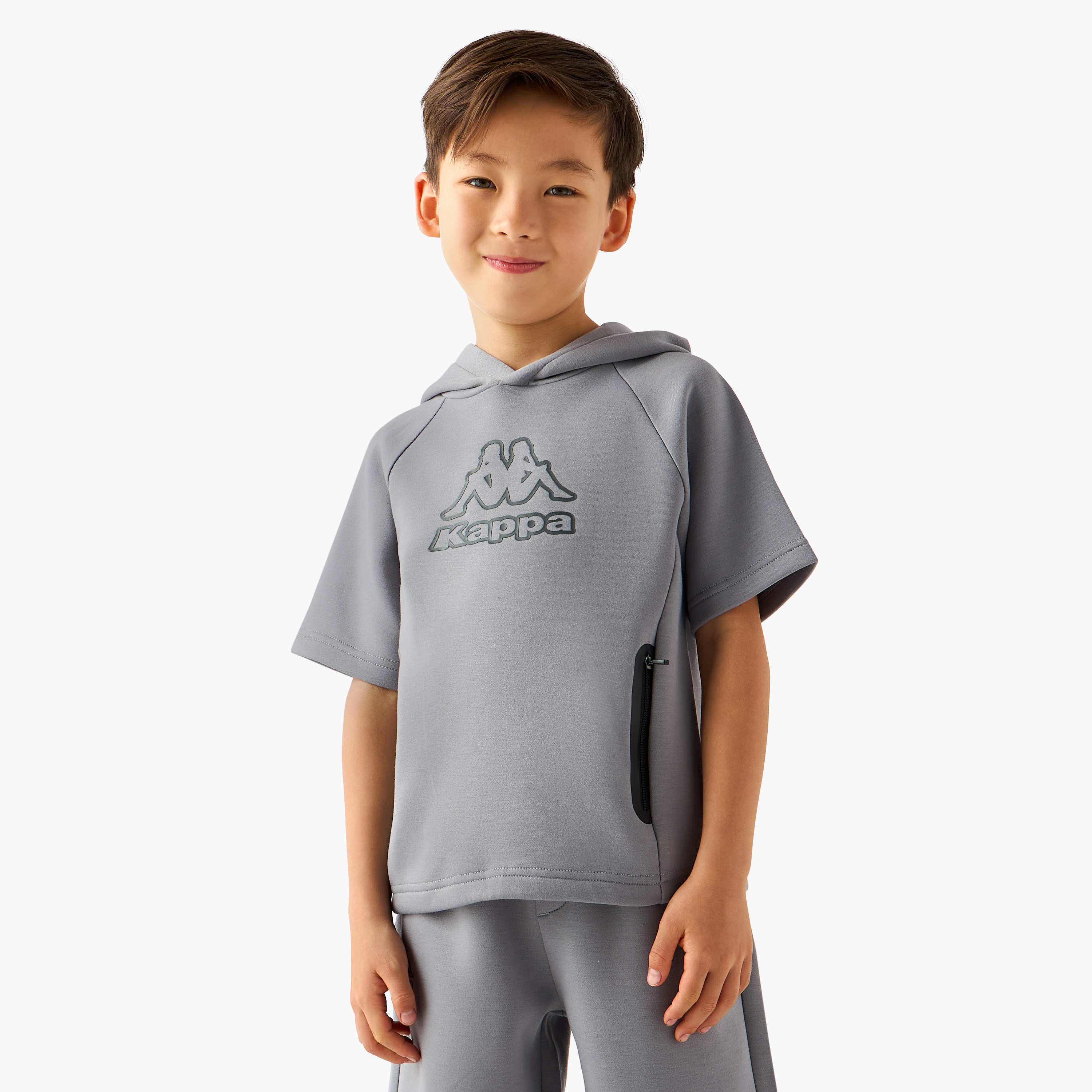 Kappa Hooded Neck Short Sleeve T-shirt and Shorts Set with Drawstring Closure-baby-boys-clothing-sportswear-sets-image-2