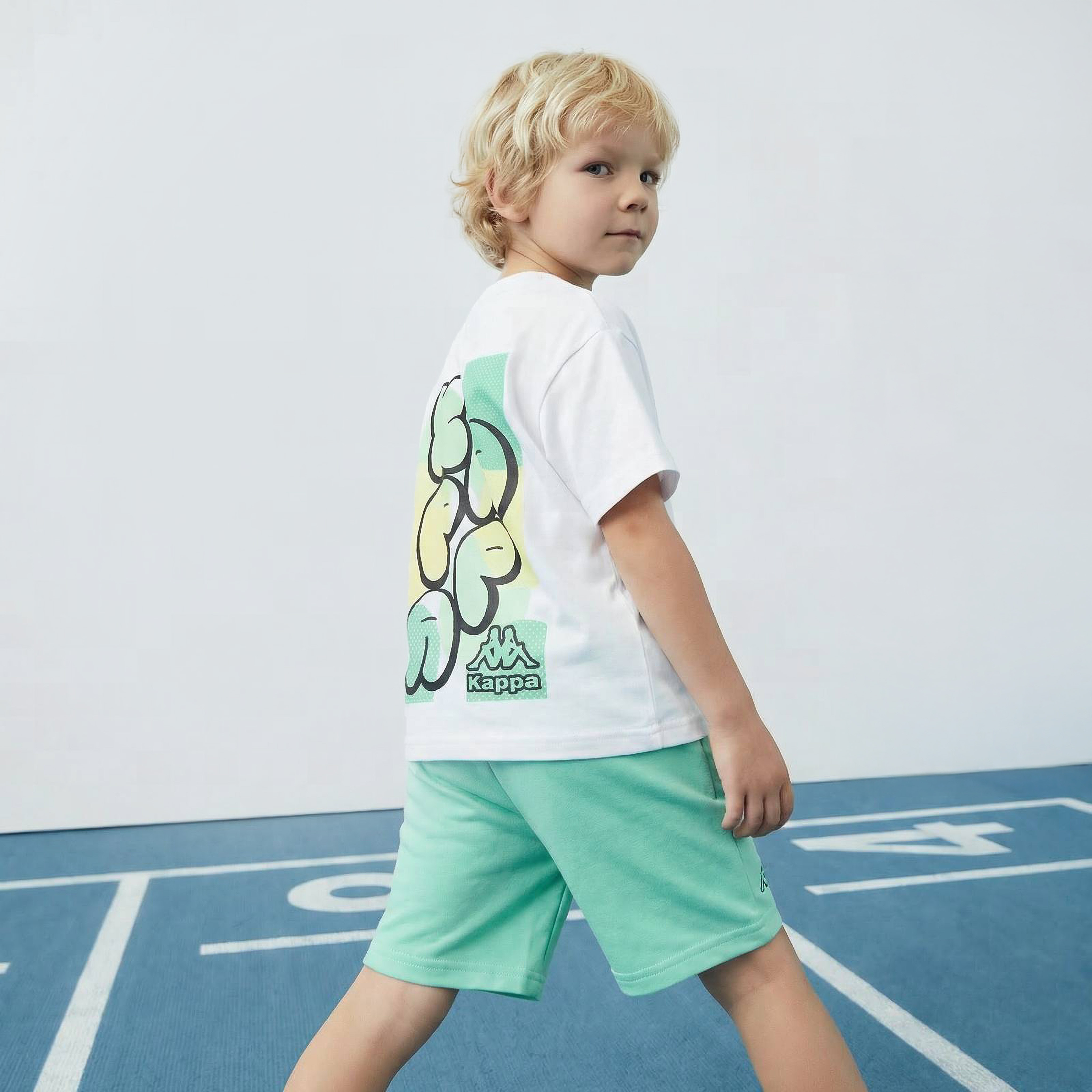 Kappa Crew Neck Short Sleeves T-shirt and Shorts Set with Graphic Print-boys-clothing-sportswear-sets-image-1