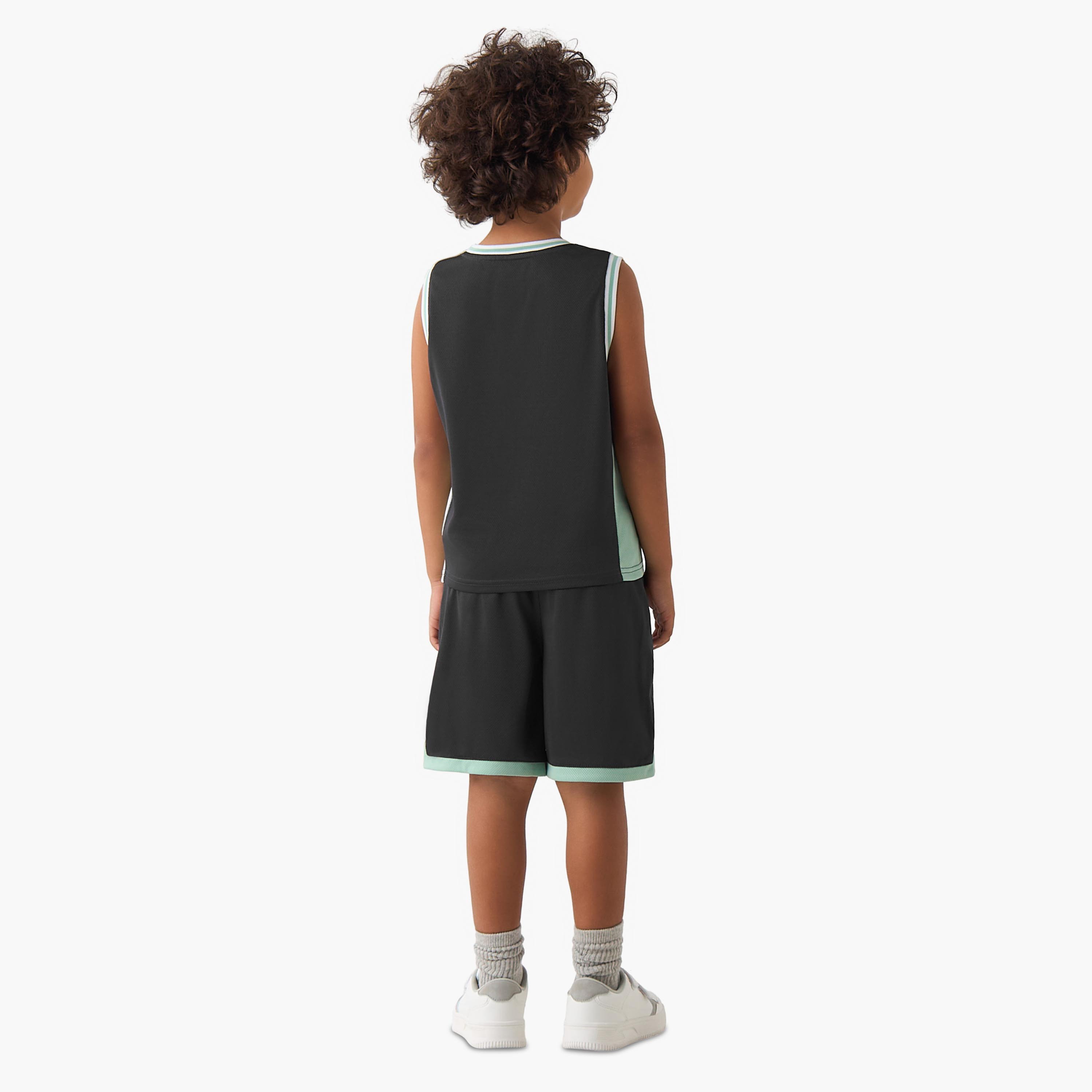 Kappa Crew Neck Sleeveless T-shirt and Shorts Set with Logo Print-boys-clothing-sportswear-sets-image-4