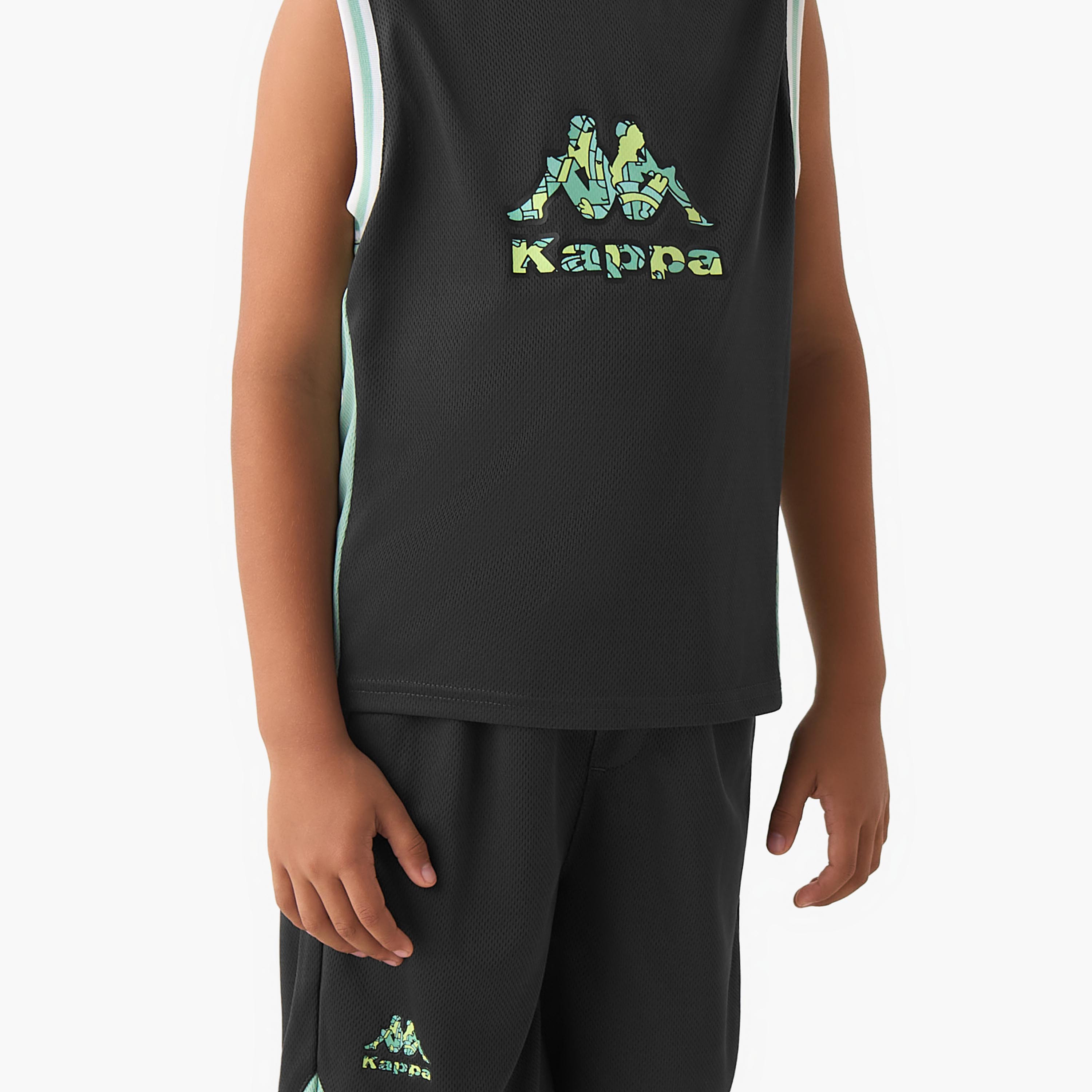 Kappa Crew Neck Sleeveless T-shirt and Shorts Set with Logo Print-boys-clothing-sportswear-sets-image-5