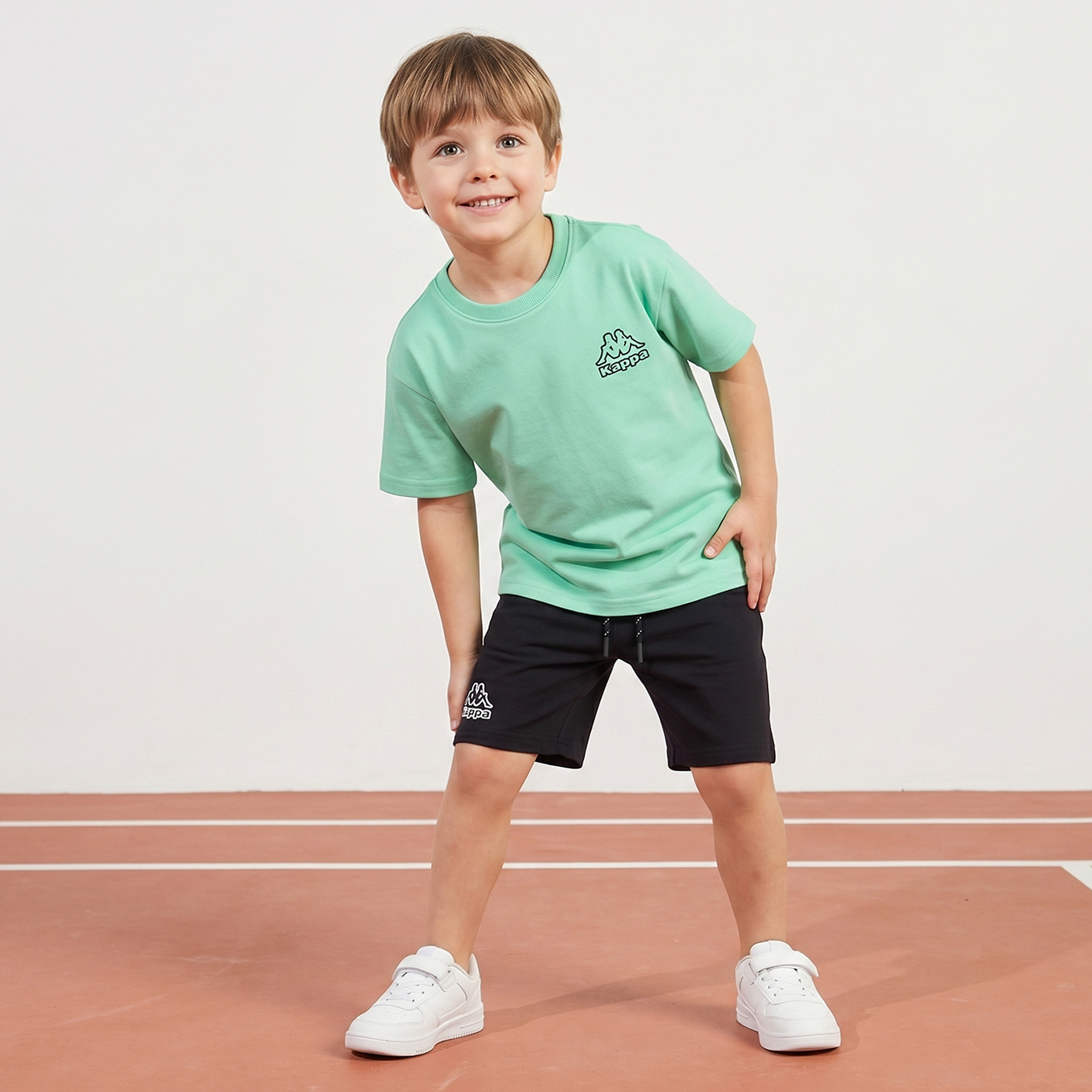 Kappa Crew Neck Short Sleeves T-shirt and Shorts Set with Logo Print-boys-clothing-sportswear-sets-image-1