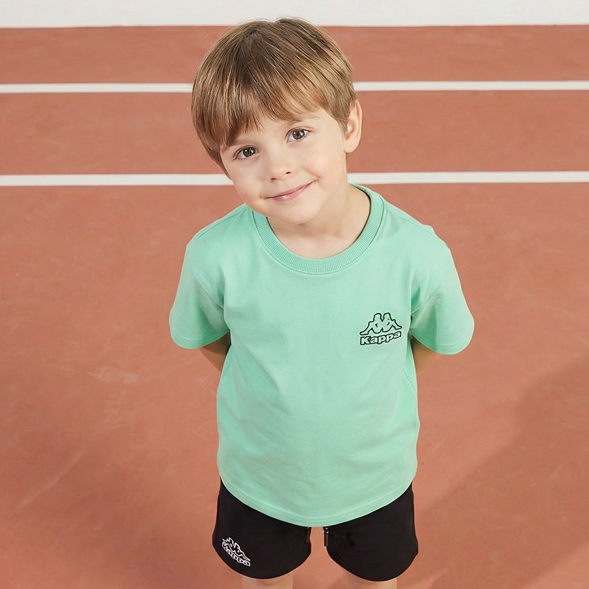 Kappa Crew Neck Short Sleeves T-shirt and Shorts Set with Logo Print-boys-clothing-sportswear-sets-image-2