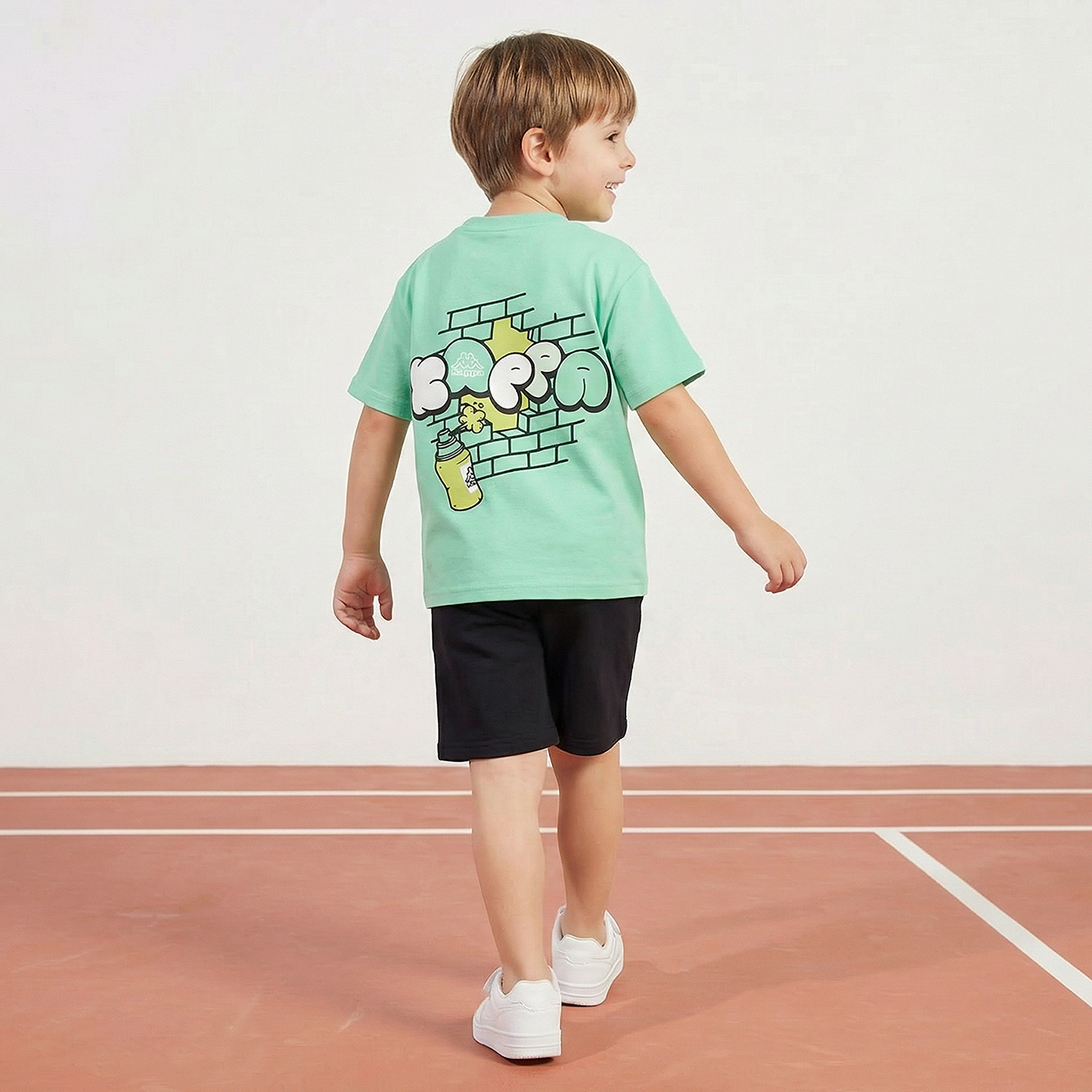 Kappa Crew Neck Short Sleeves T-shirt and Shorts Set with Logo Print-boys-clothing-sportswear-sets-image-3