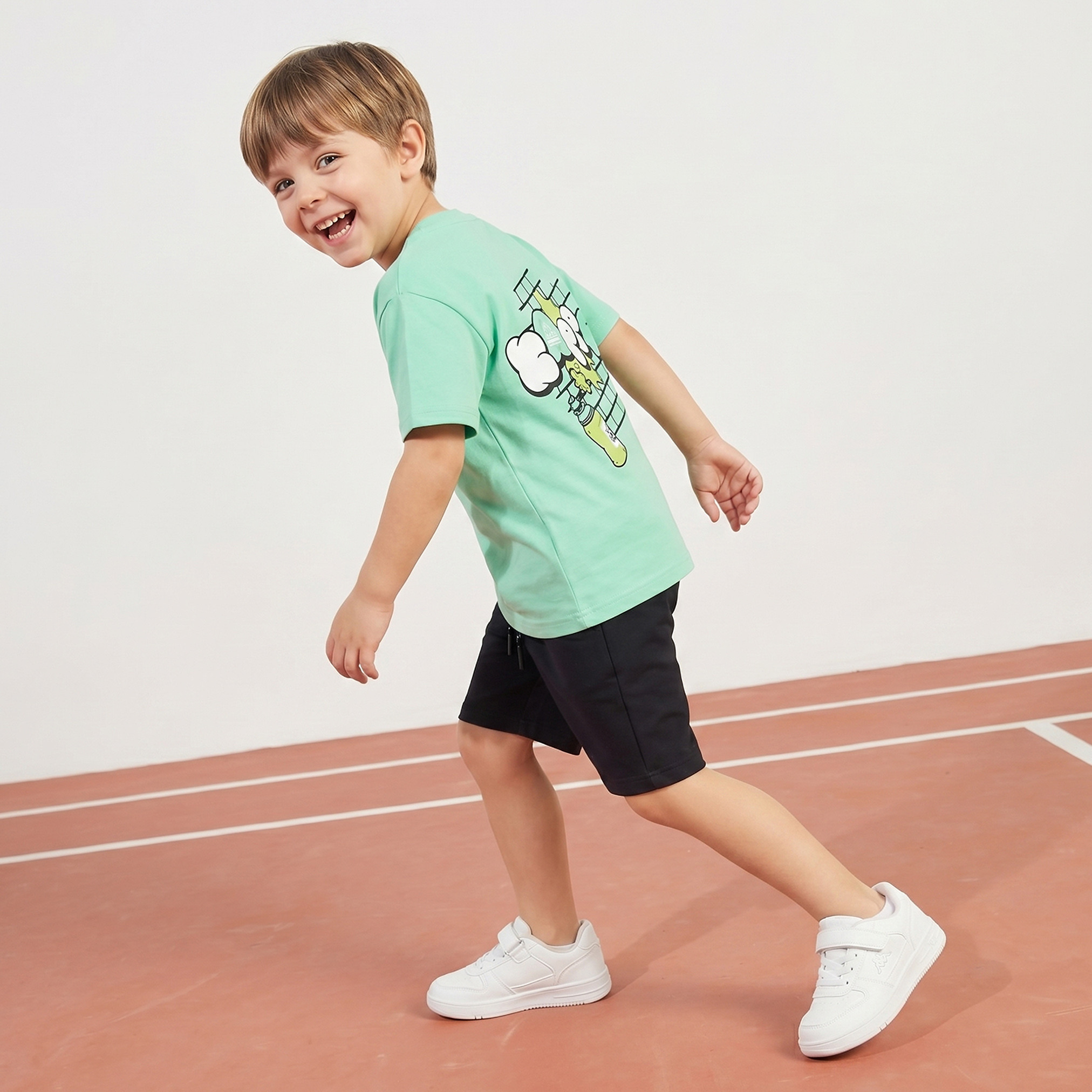 Kappa Crew Neck Short Sleeves T-shirt and Shorts Set with Logo Print-boys-clothing-sportswear-sets-image-7