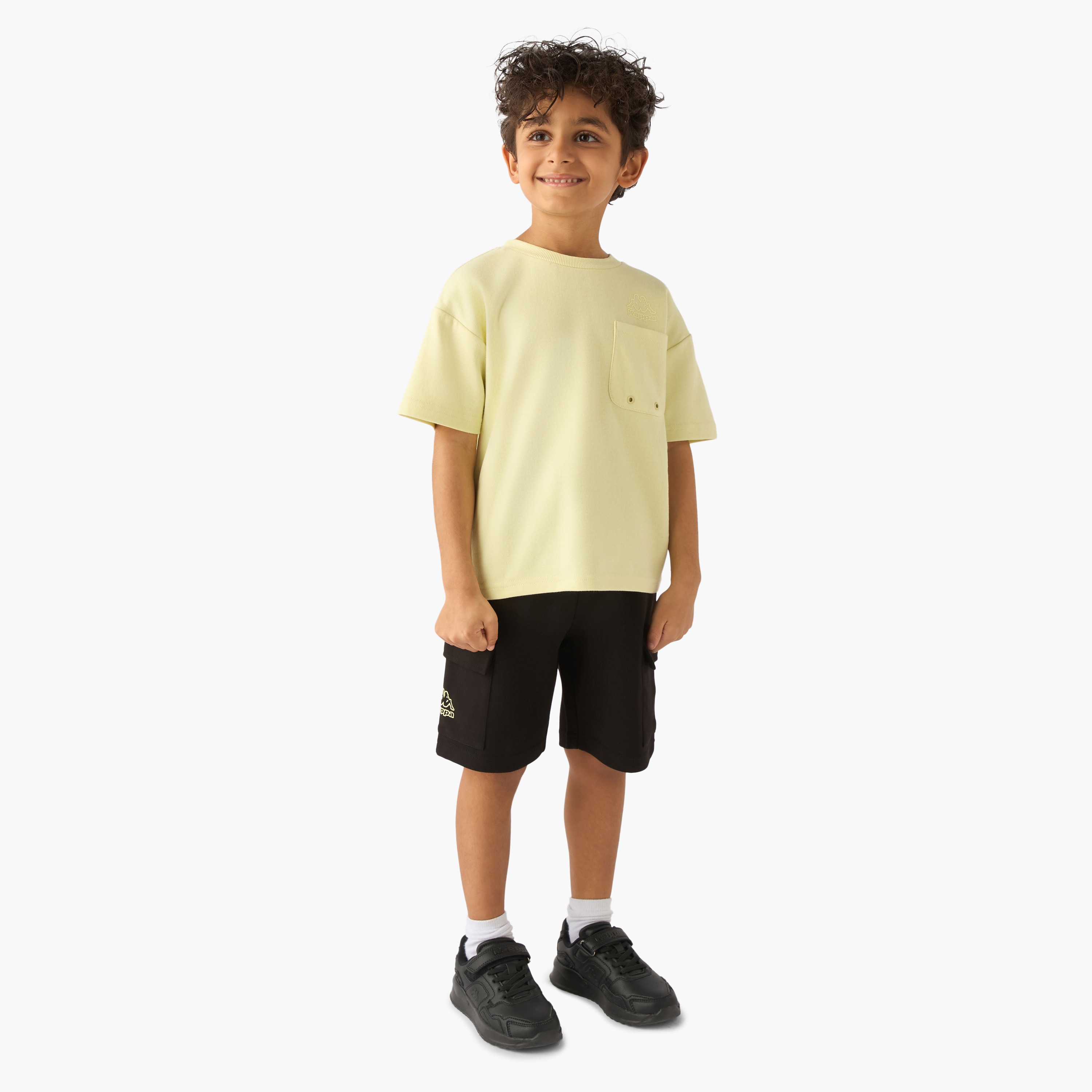 Kappa Crew Neck Short Sleeves T-shirt and Shorts Set with Chest Pocket-boys-clothing-sportswear-sets-image-1