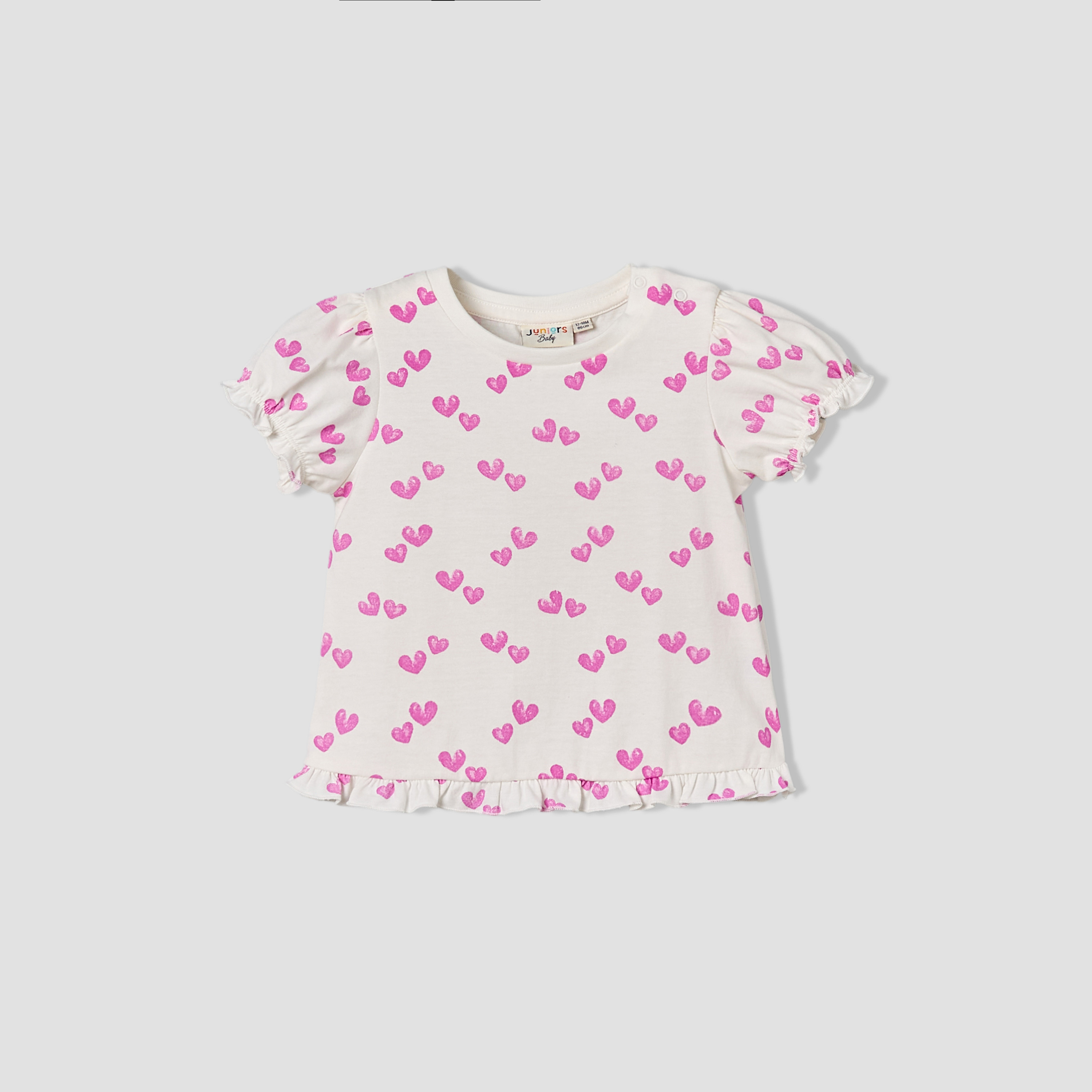 Pack of 2 Juniors Crew Neck Ruffle Sleeves T-shirt with Heart Print-baby-girls-clothing-tshirts-image-3