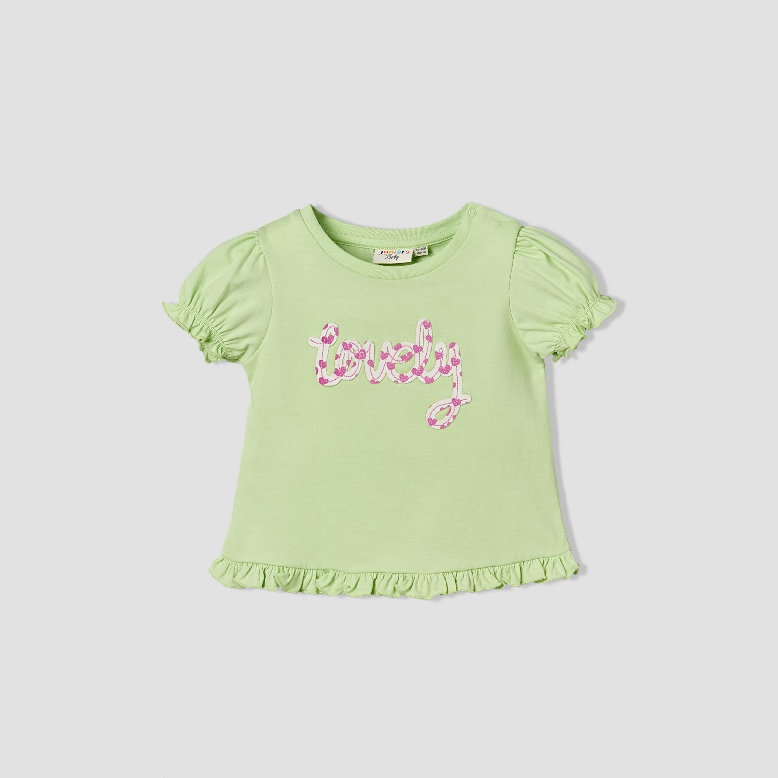 Pack of 2 Juniors Crew Neck Ruffle Sleeves T-shirt with Heart Print-baby-girls-clothing-tshirts-image-4