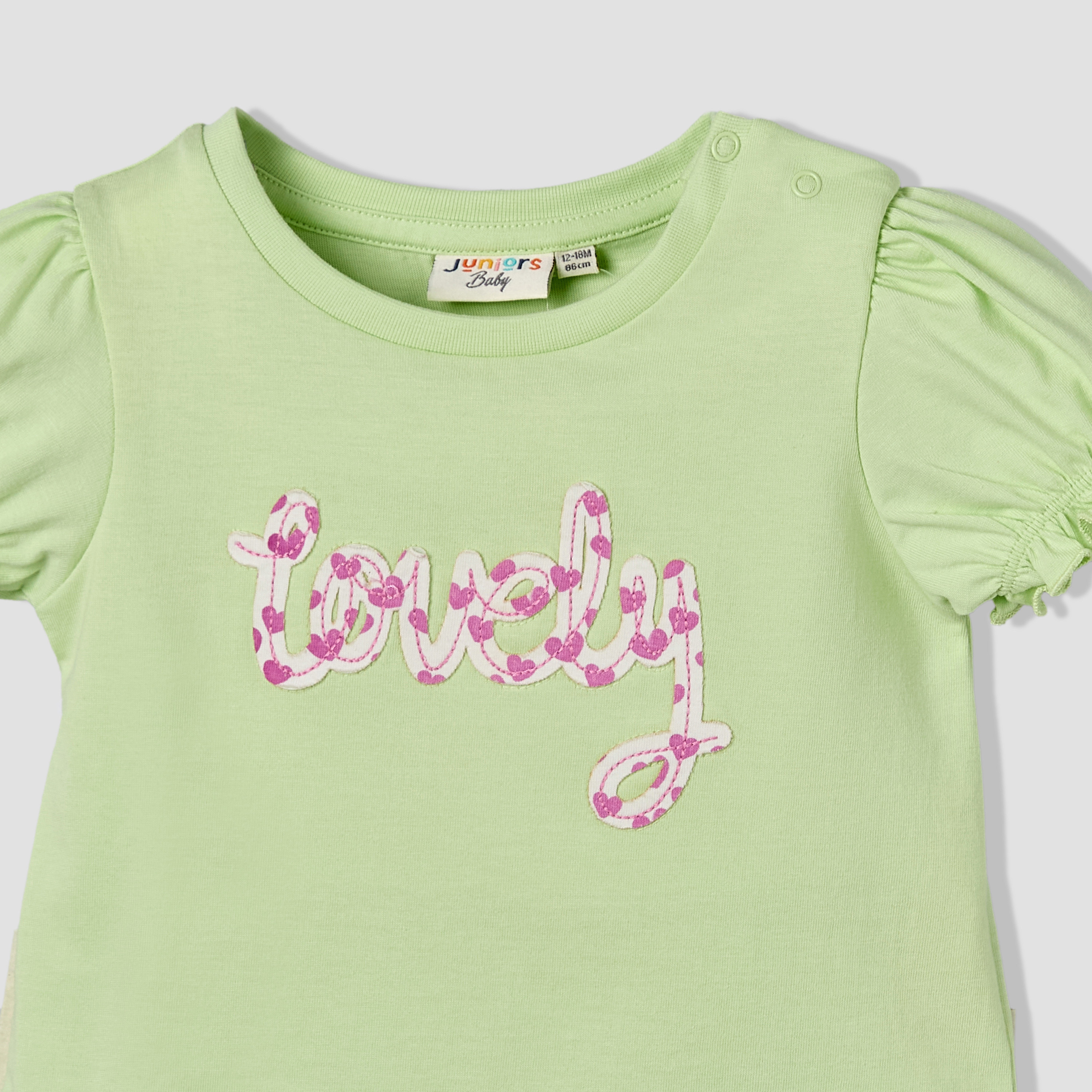 Pack of 2 Juniors Crew Neck Ruffle Sleeves T-shirt with Heart Print-baby-girls-clothing-tshirts-image-5