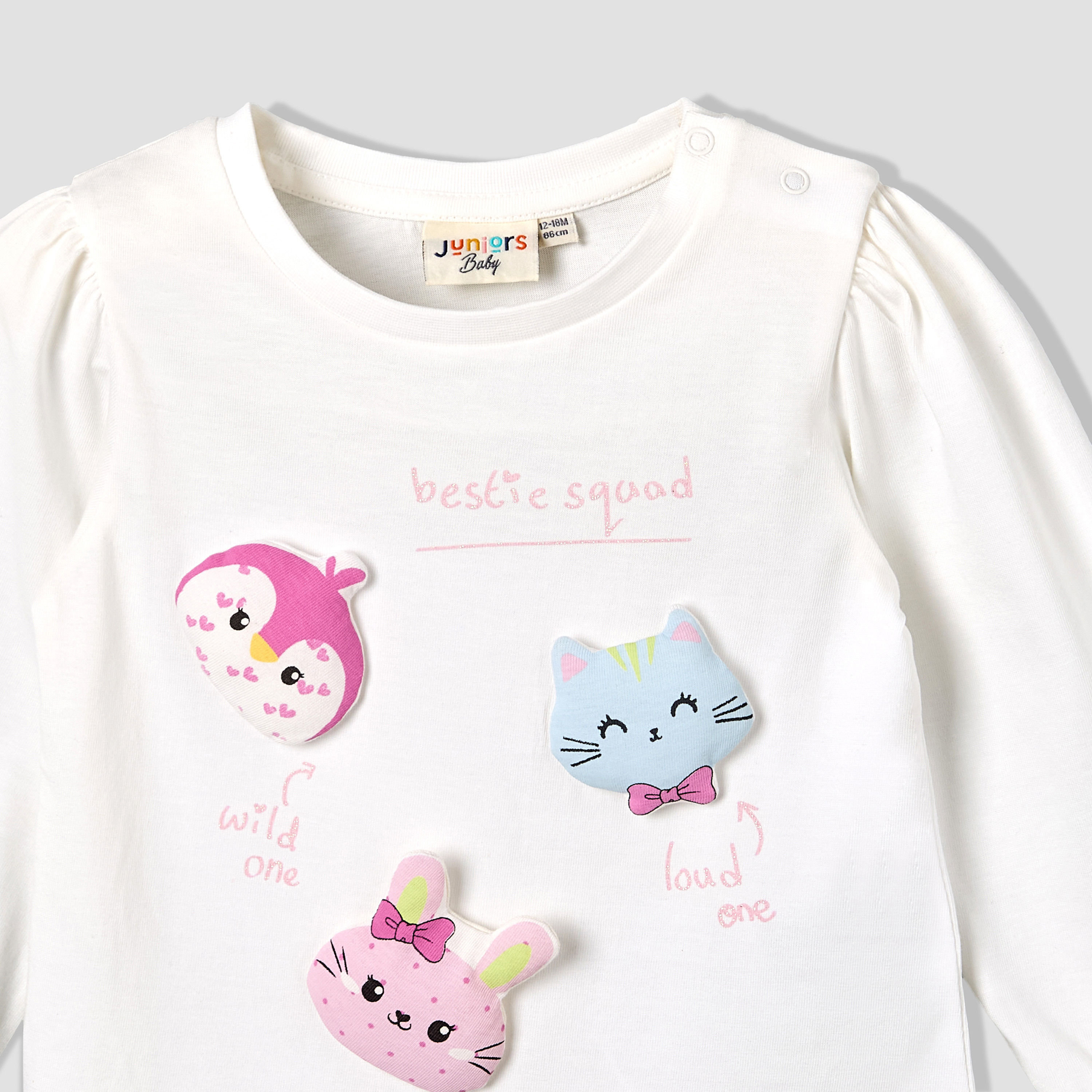 Pack of 2 Juniors Crew Neck Long Sleeves T-shirt with Applique Detail-baby-girls-clothing-multipacks-image-4