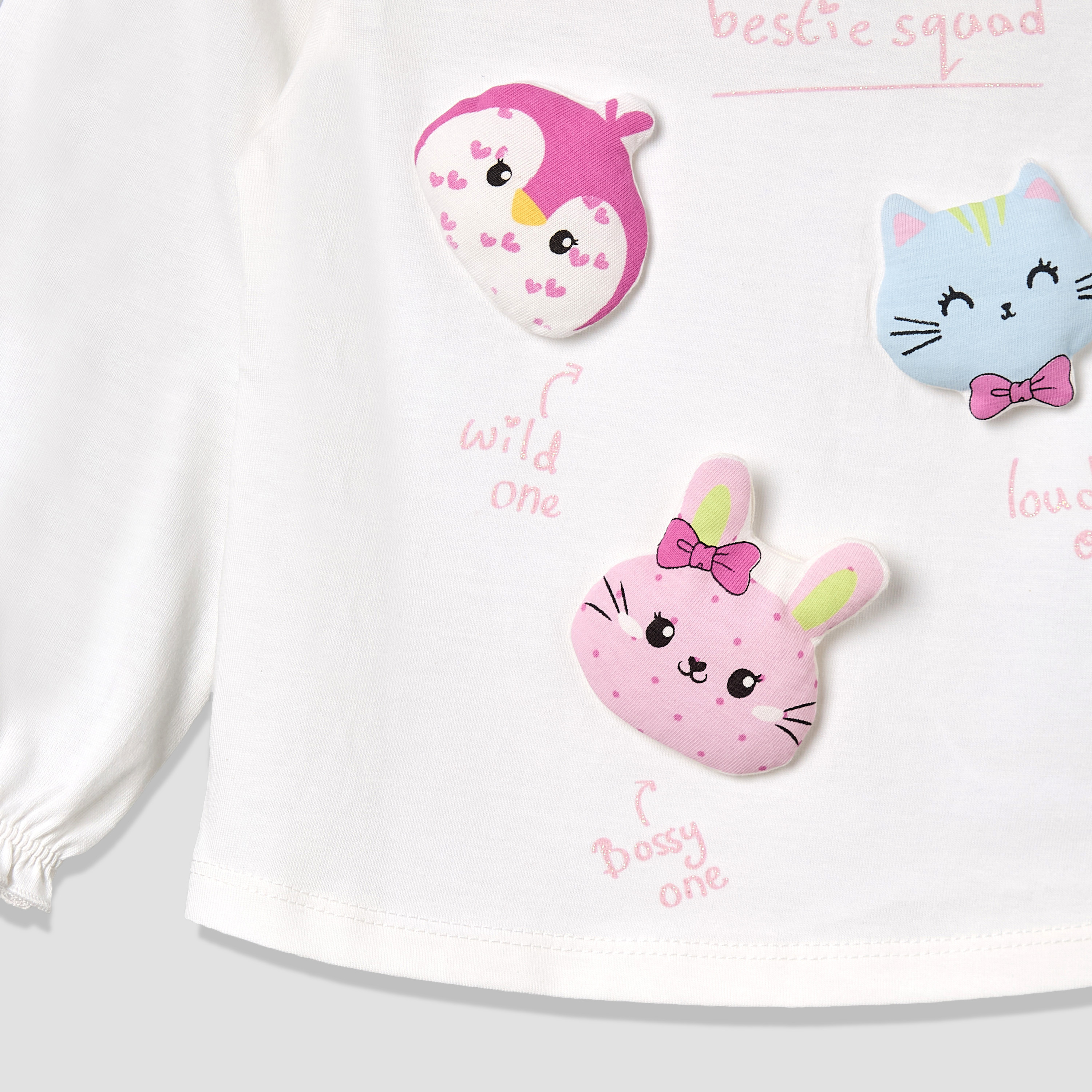 Pack of 2 Juniors Crew Neck Long Sleeves T-shirt with Applique Detail-baby-girls-clothing-multipacks-image-5