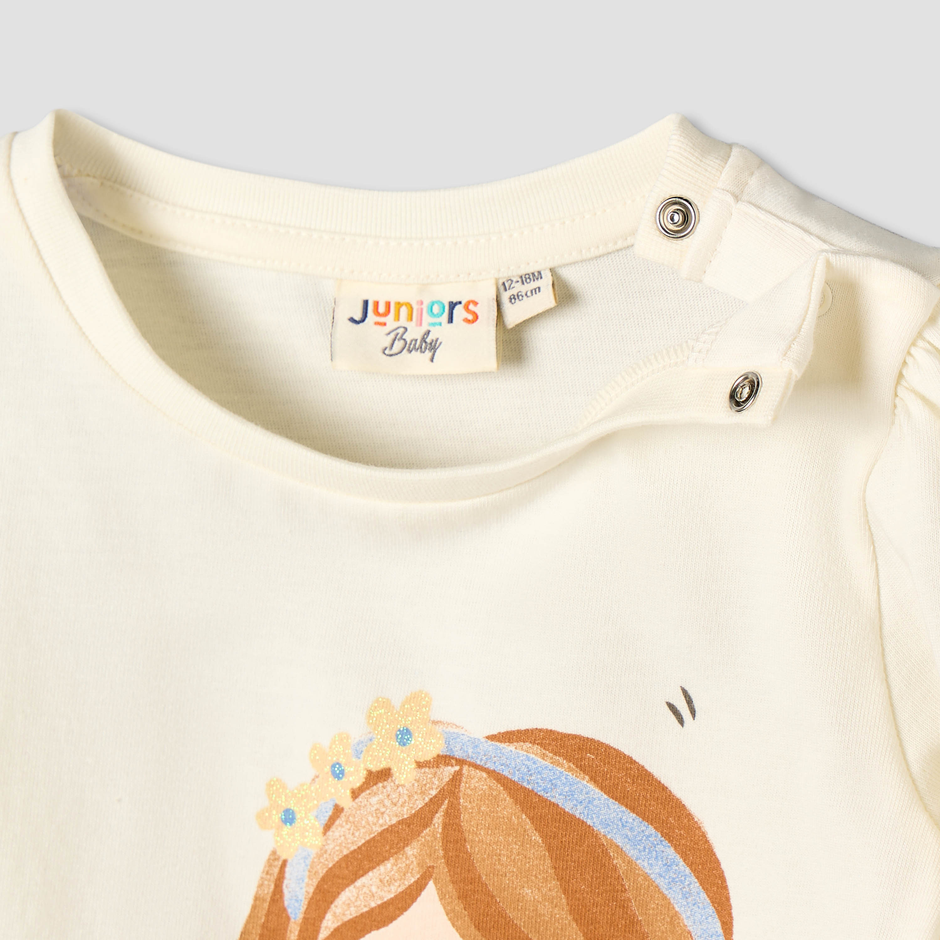 Juniors Crew Neck Long Sleeves T-shirt with Graphic Print-baby-girls-clothing-tshirts-image-5