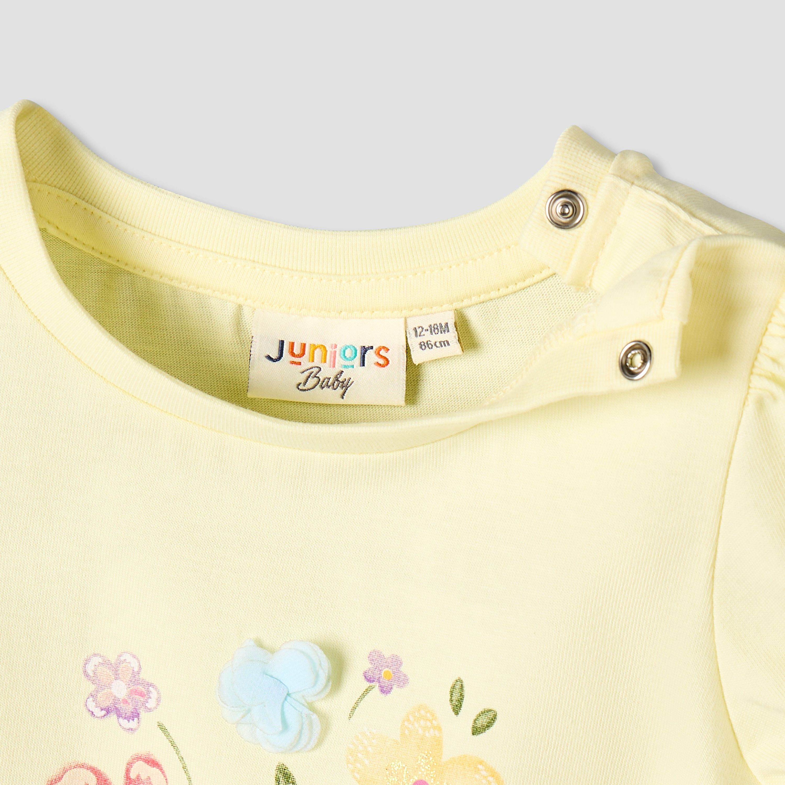Juniors Crew Neck Short Sleeves T-shirt with Floral Print-baby-girls-clothing-tshirts-image-4