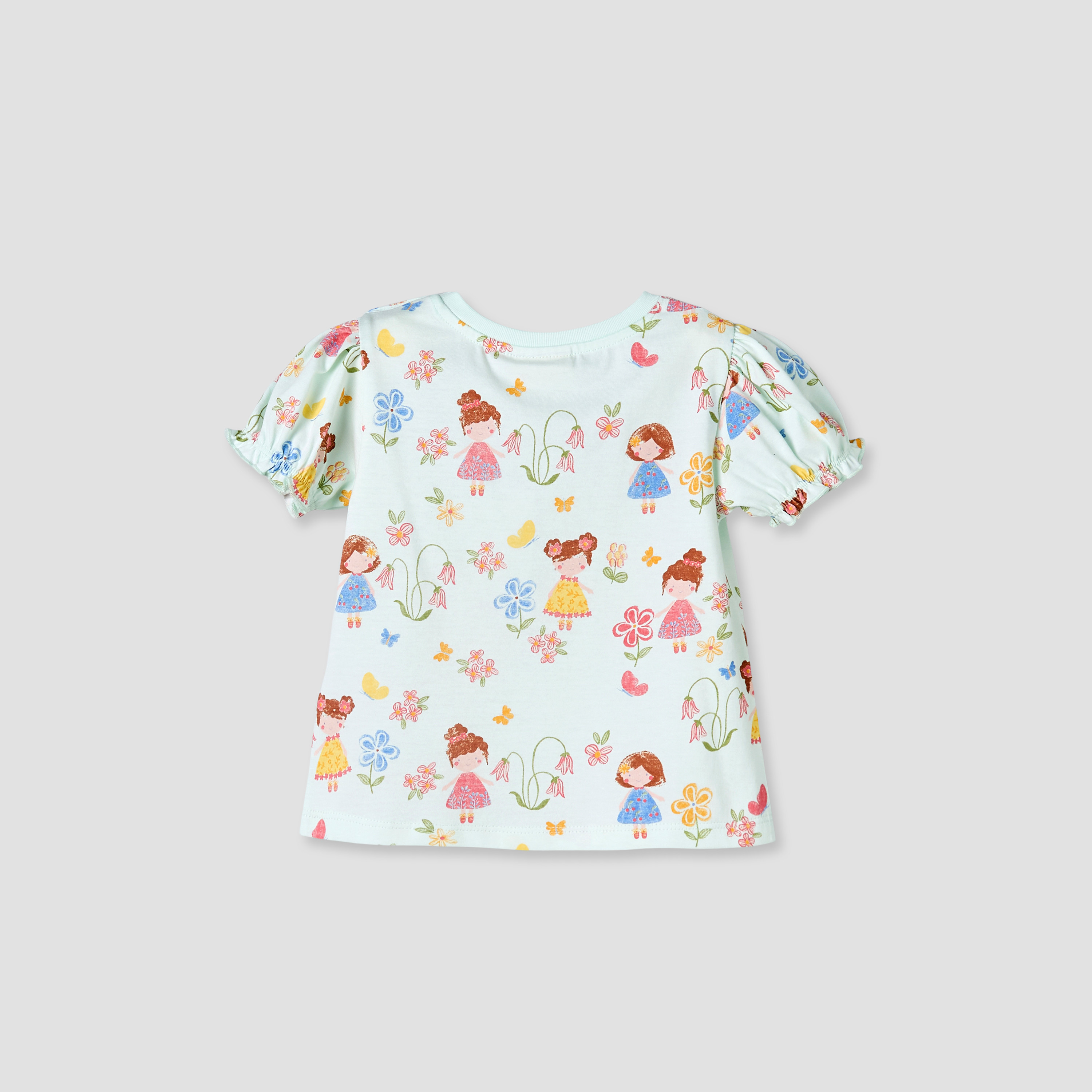 Juniors Crew Neck Short Sleeves T-shirt with Floral Print-baby-girls-clothing-tshirts-image-3