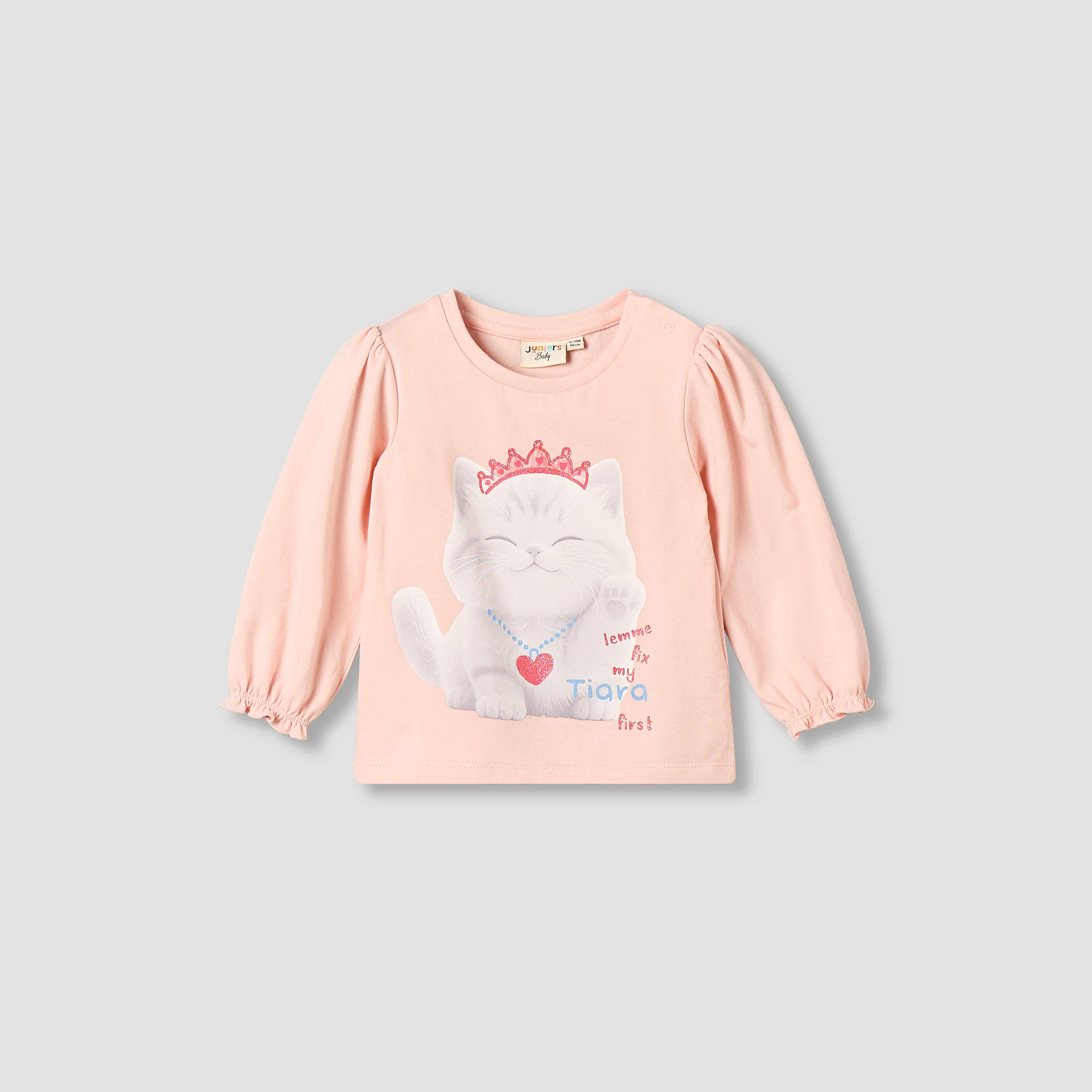 Juniors Crew Neck Long Sleeves T-shirt with Graphic Print-baby-girls-clothing-tshirts-image-2