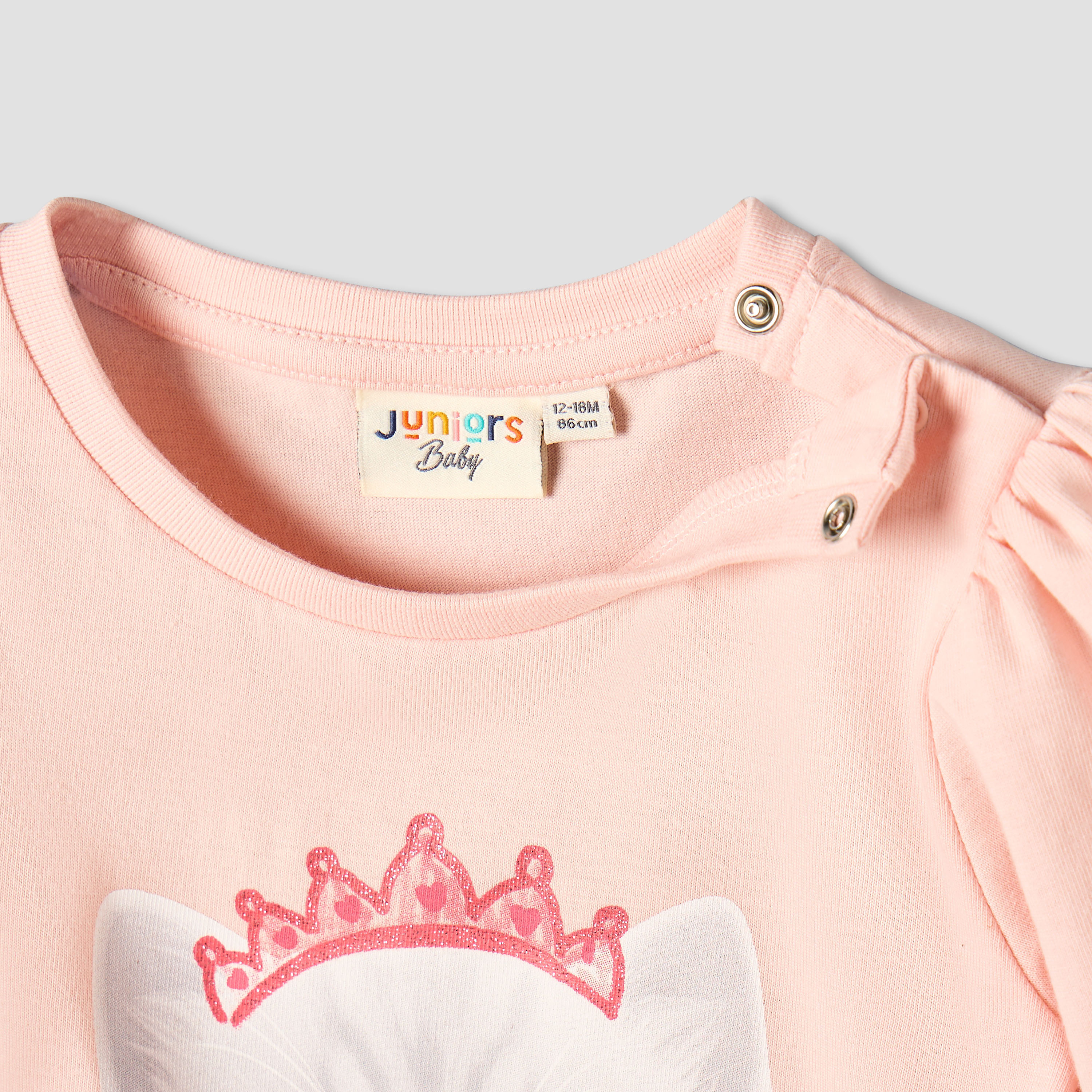Juniors Crew Neck Long Sleeves T-shirt with Graphic Print-baby-girls-clothing-tshirts-image-5