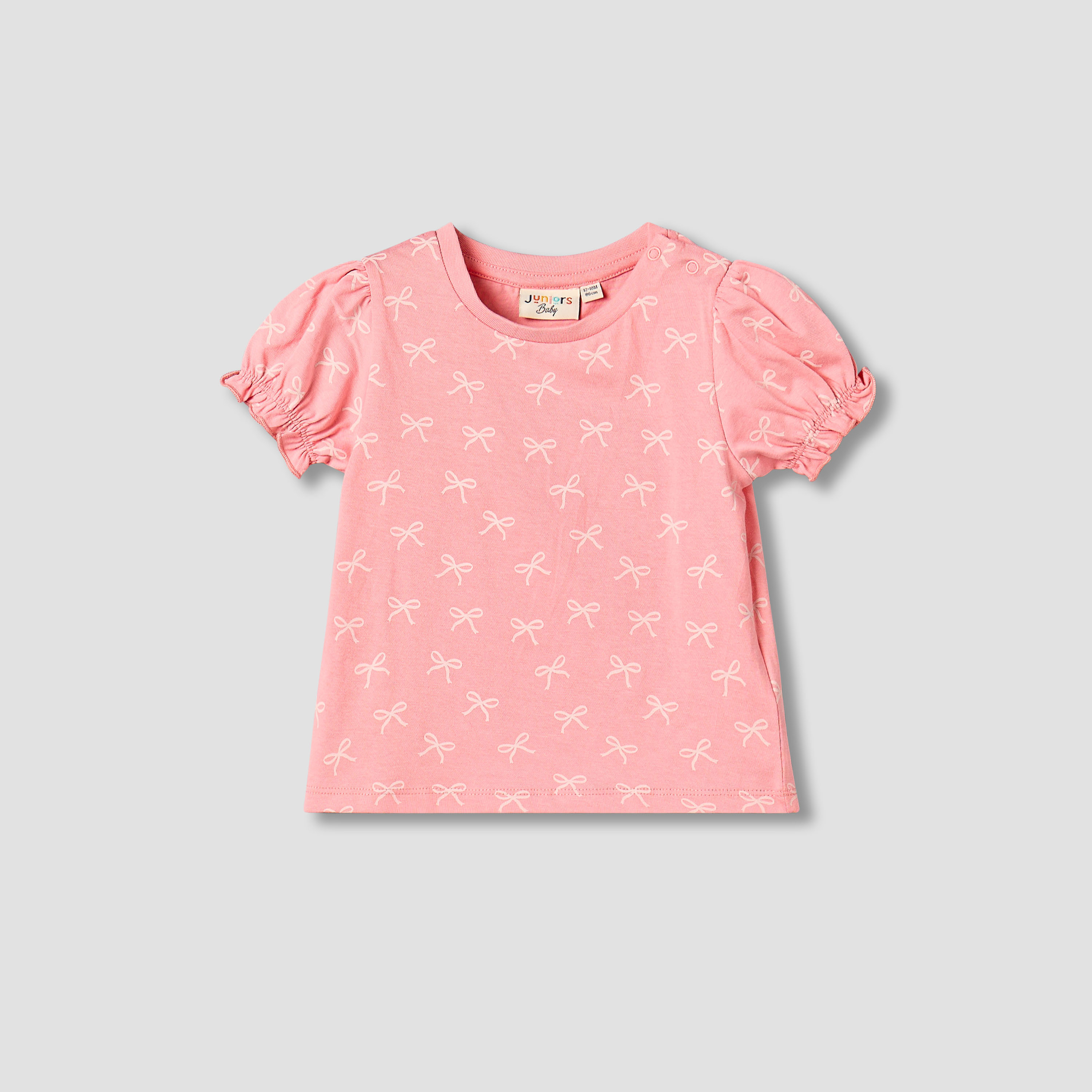 تيشيرت بياقة ضيقة وأكمام قصيرة وطبعات زهرية من جونيورز-baby-girls-clothing-tshirts-image-4