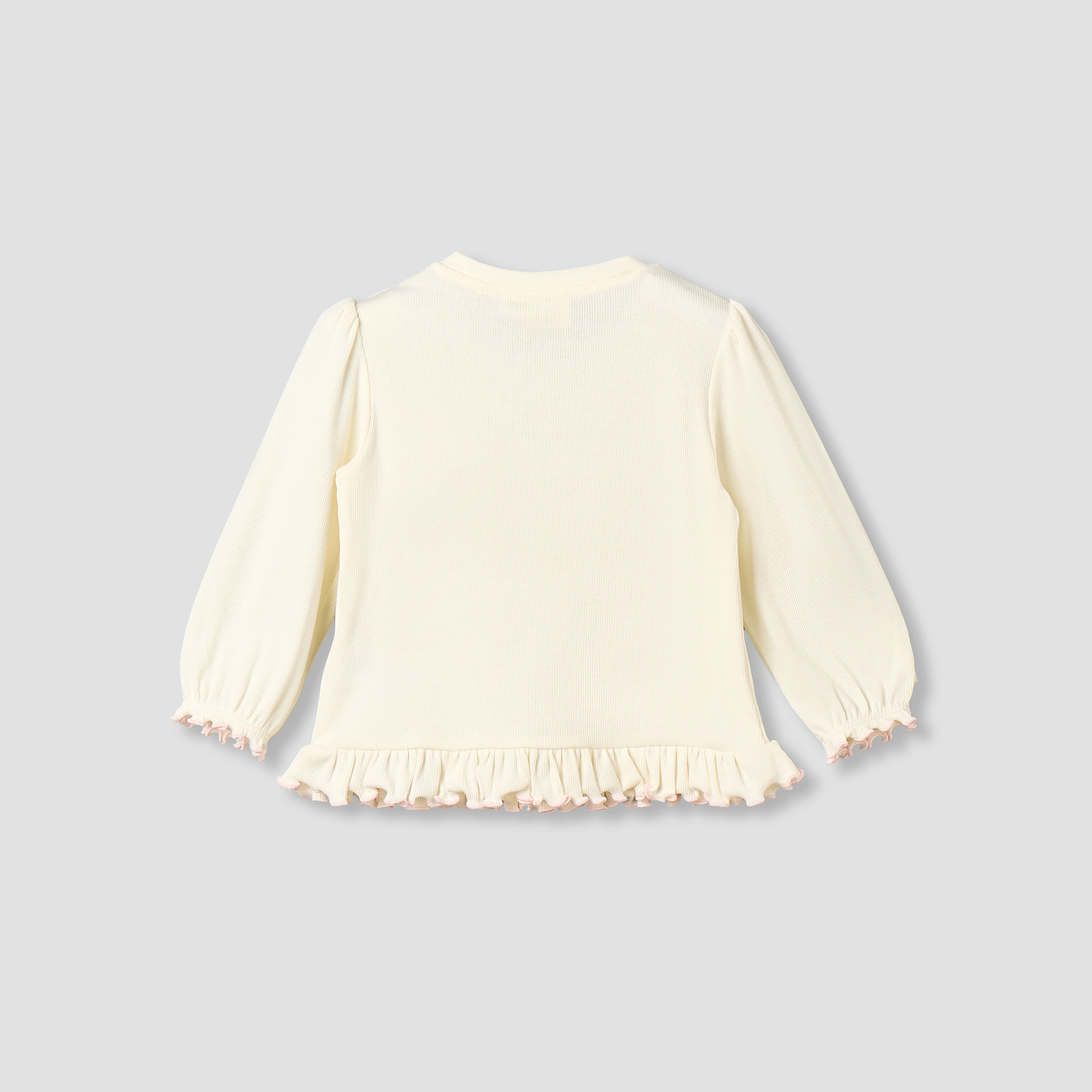 Juniors Crew Neck Long Sleeves T-shirt with Heart Applique-baby-girls-clothing-tshirts-image-2