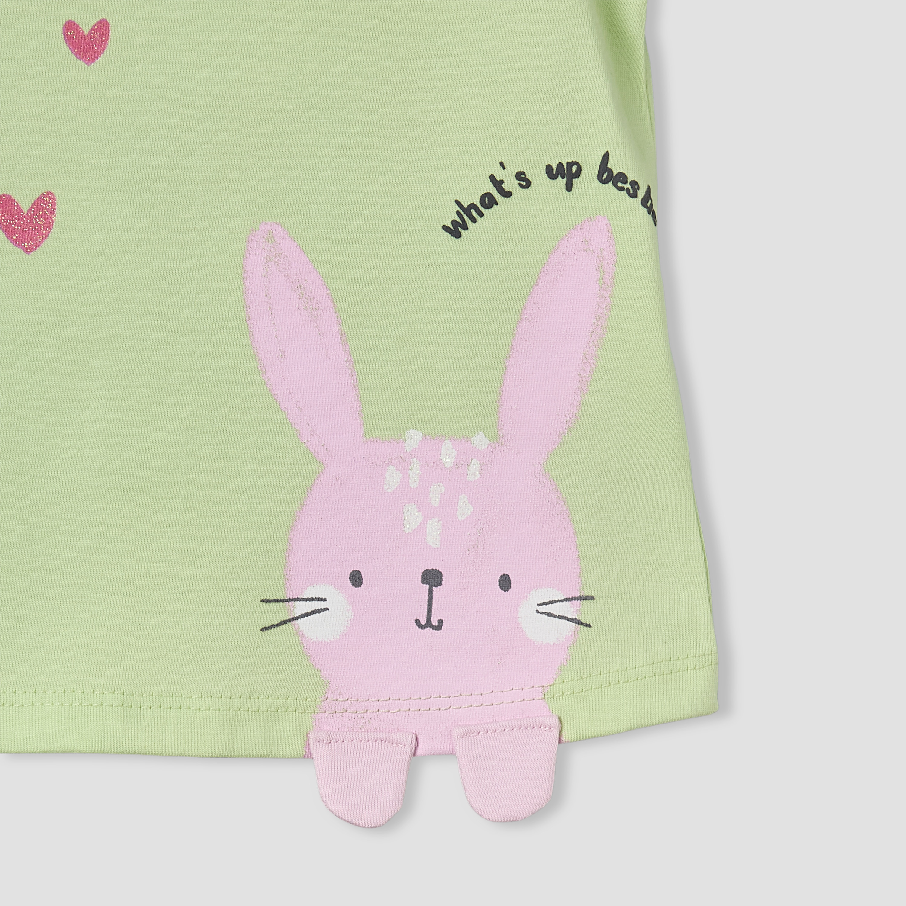 Pack of 3 Juniors Crew Neck Short Sleeves T-shirt with Bunny Print-baby-girls-clothing-tshirts-image-6