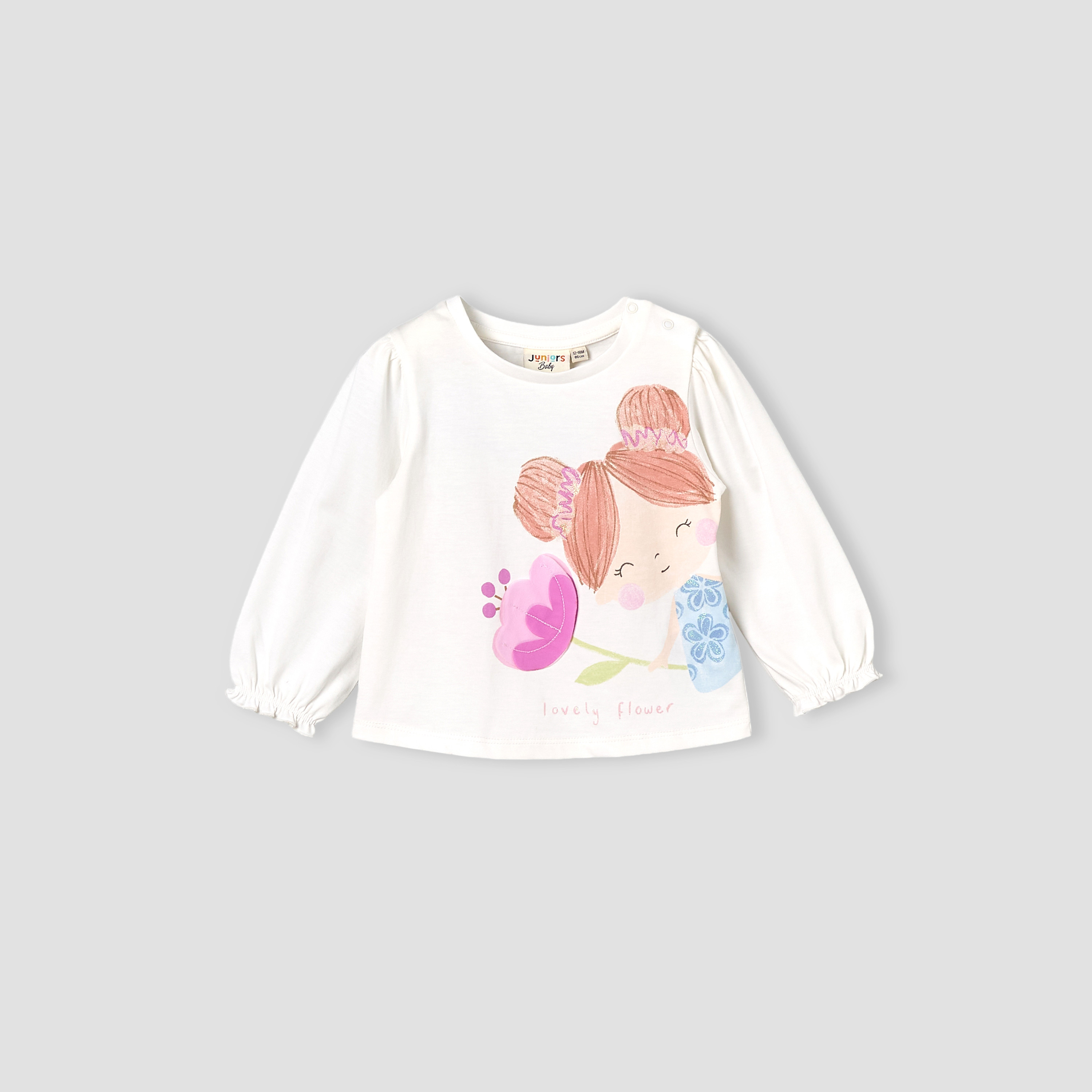 Pack of 3 Juniors Crew Neck Long Sleeves T-shirt with Assorted Design-baby-girls-clothing-tshirts-image-5