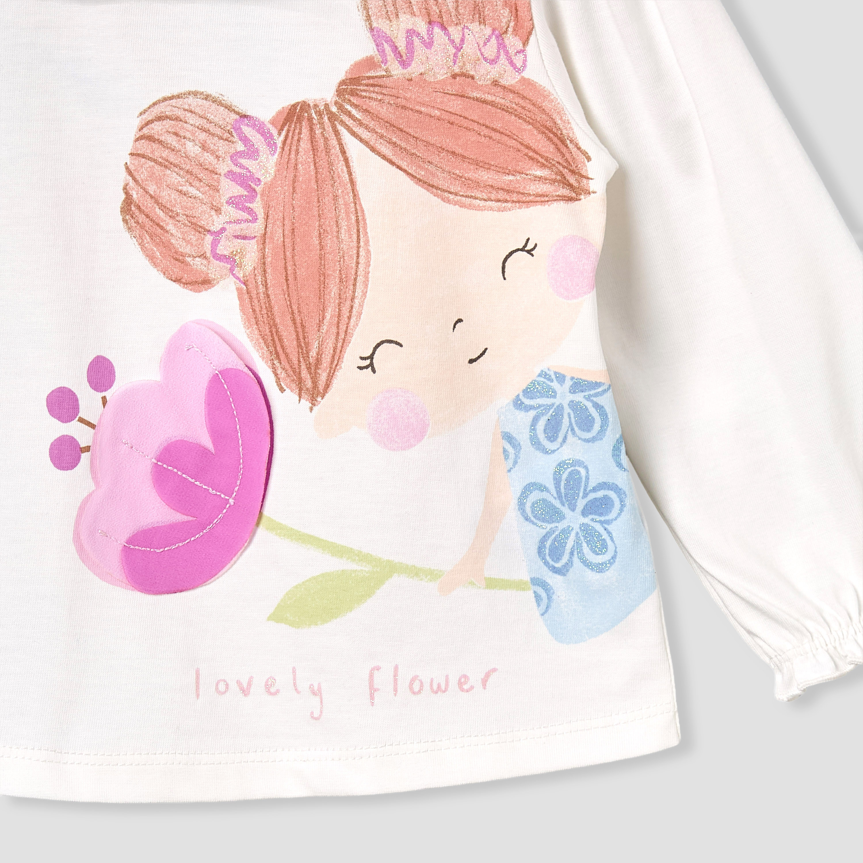 Pack of 3 Juniors Crew Neck Long Sleeves T-shirt with Assorted Design-baby-girls-clothing-tshirts-image-7