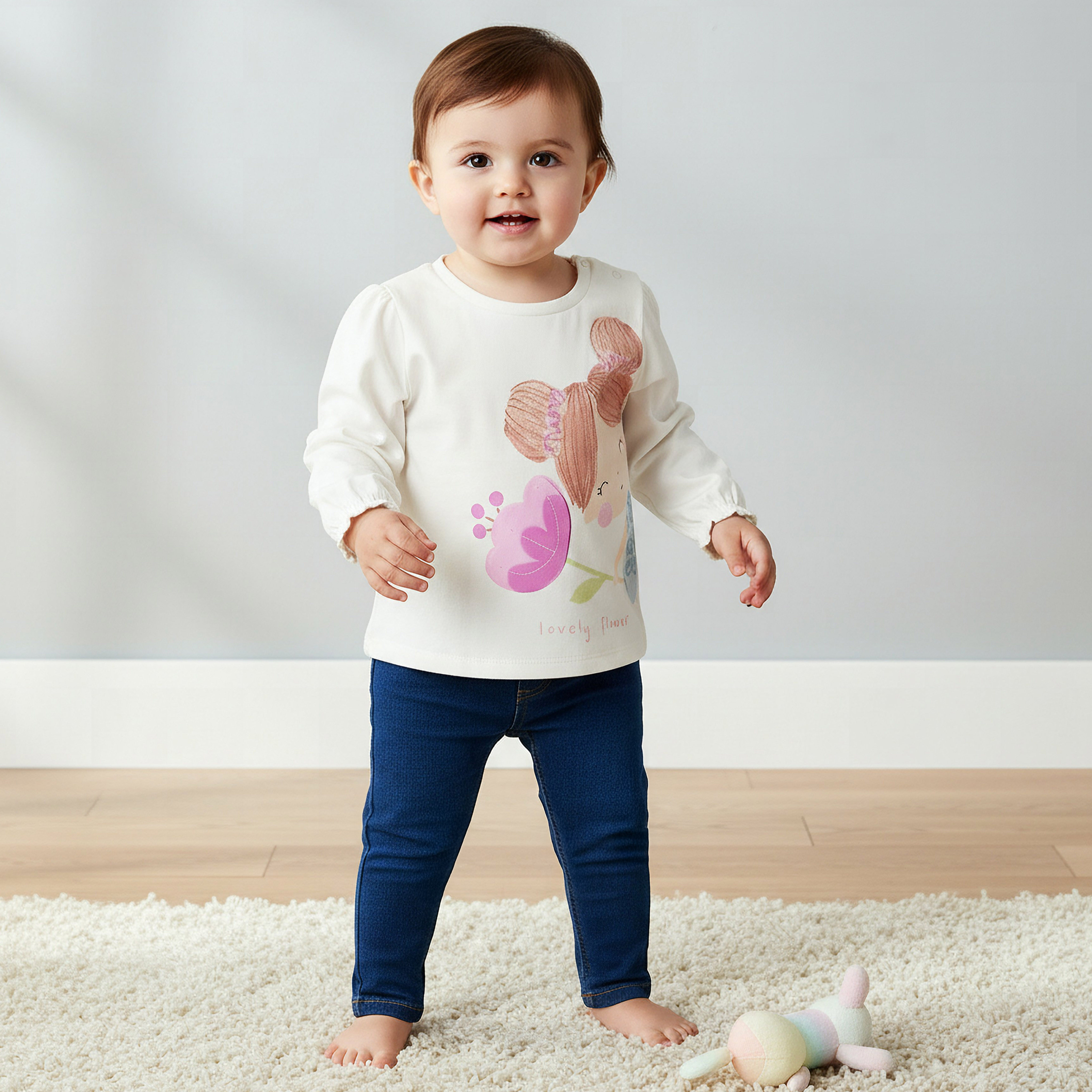 Pack of 3 Juniors Crew Neck Long Sleeves T-shirt with Assorted Design-baby-girls-clothing-tshirts-image-2