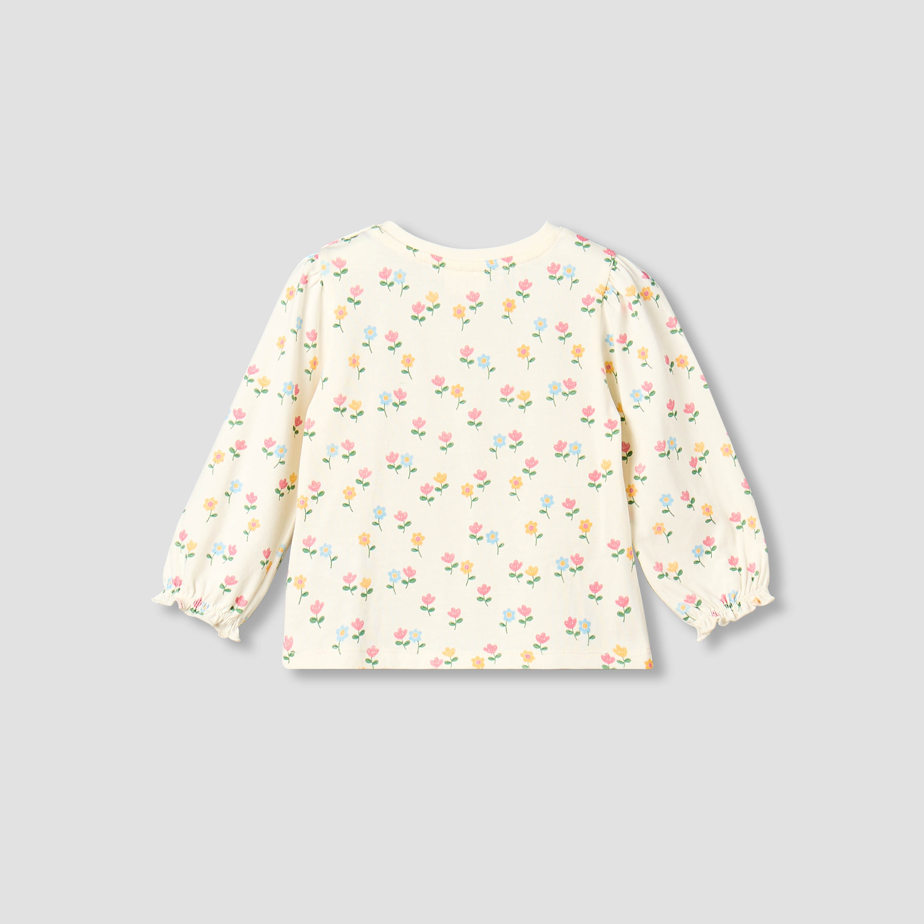 Juniors Crew Neck Long Sleeves T-shirt with Floral Print-baby-girls-clothing-tshirts-image-2