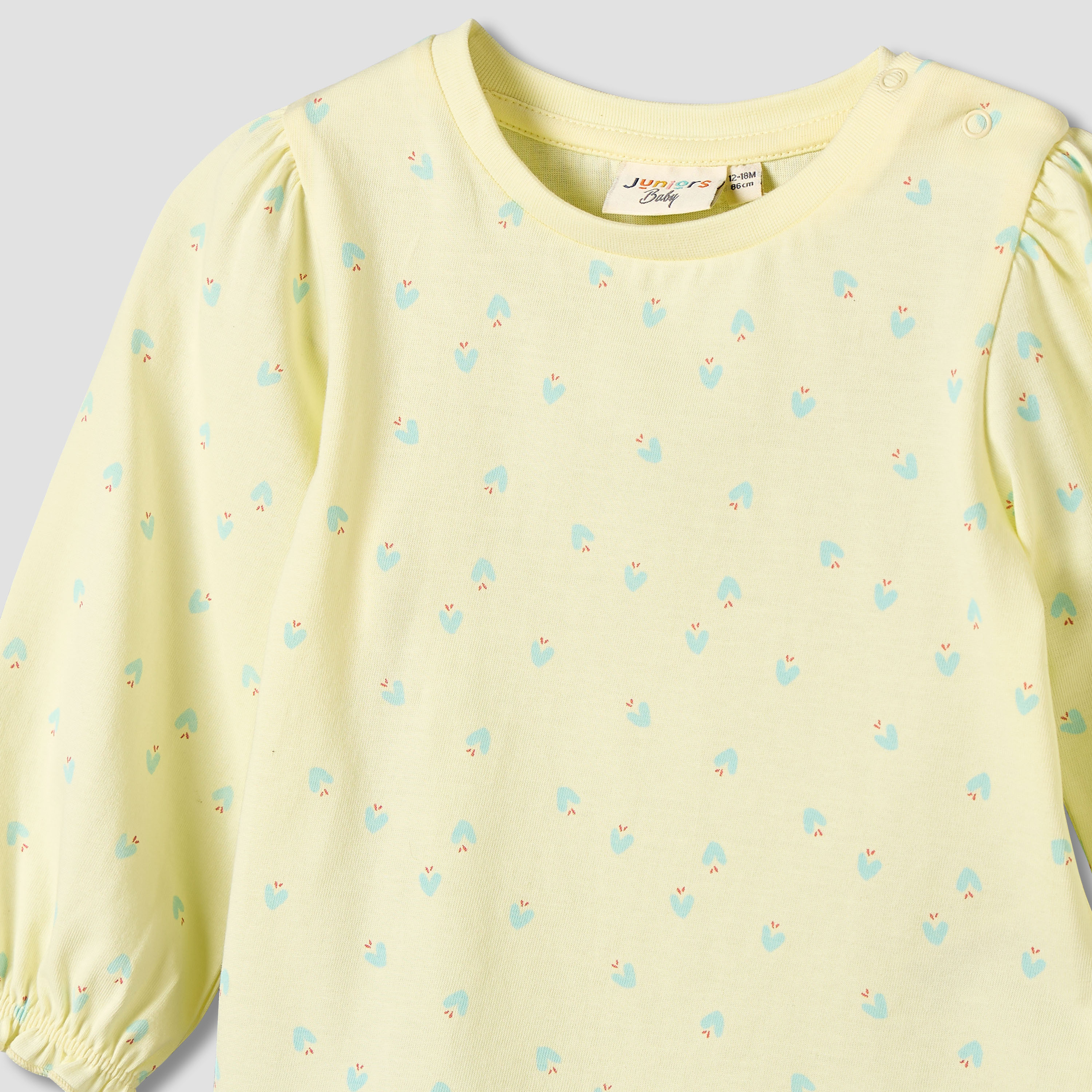 Juniors Crew Neck Long Sleeves T-shirt with Floral Print-baby-girls-clothing-tshirts-image-3
