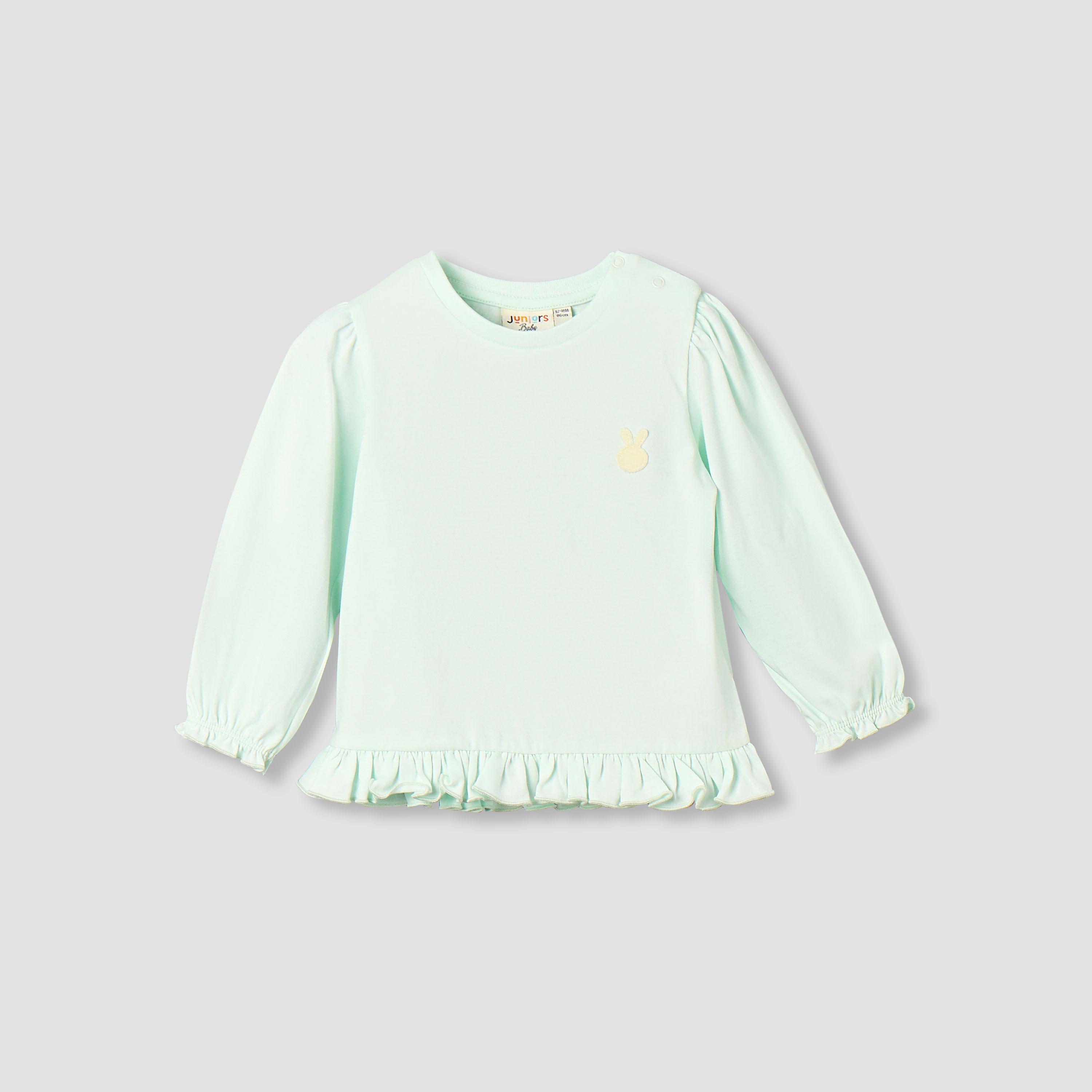 Juniors Crew Neck Long Sleeves T-shirt with Heart Applique-baby-girls-clothing-tshirts-image-1
