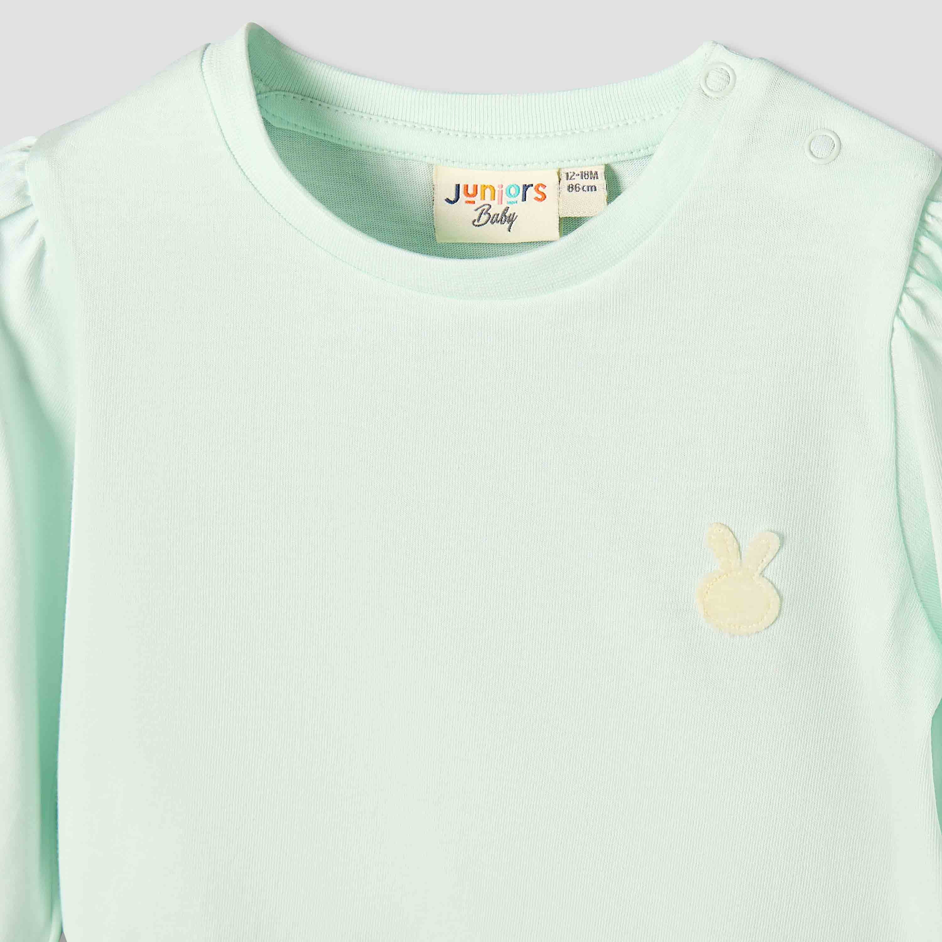Juniors Crew Neck Long Sleeves T-shirt with Heart Applique-baby-girls-clothing-tshirts-image-3