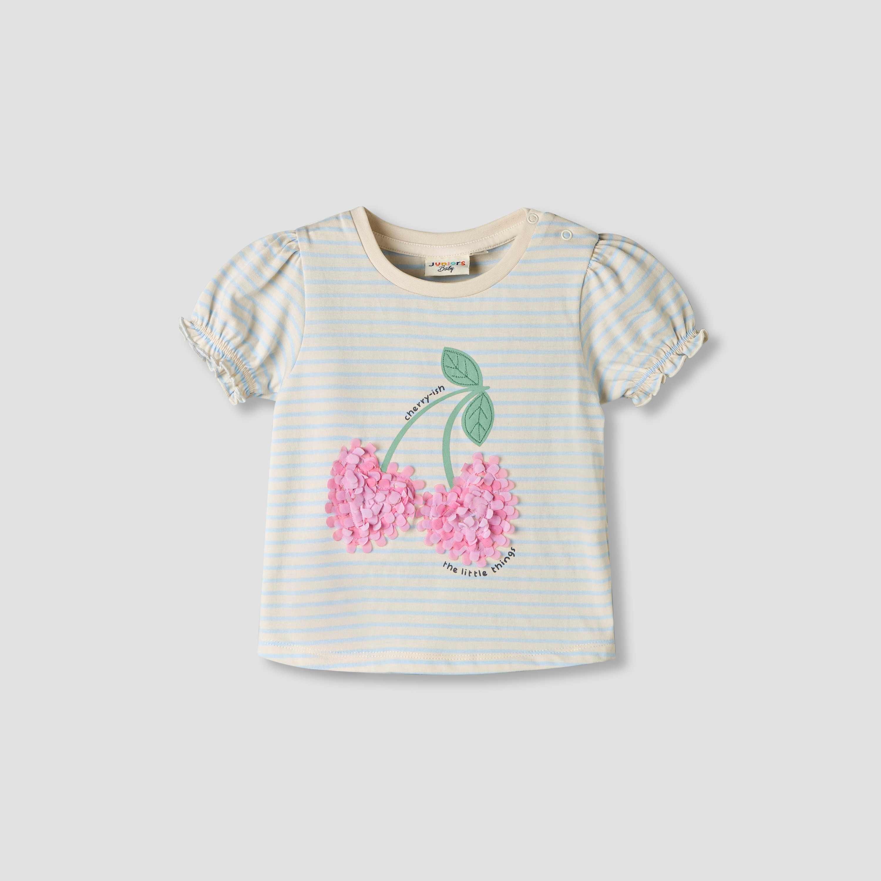 Pack of 2 Juniors Round Neck Short Sleeves T-shirt with Assorted Design-baby-girls-clothing-tshirts-image-3