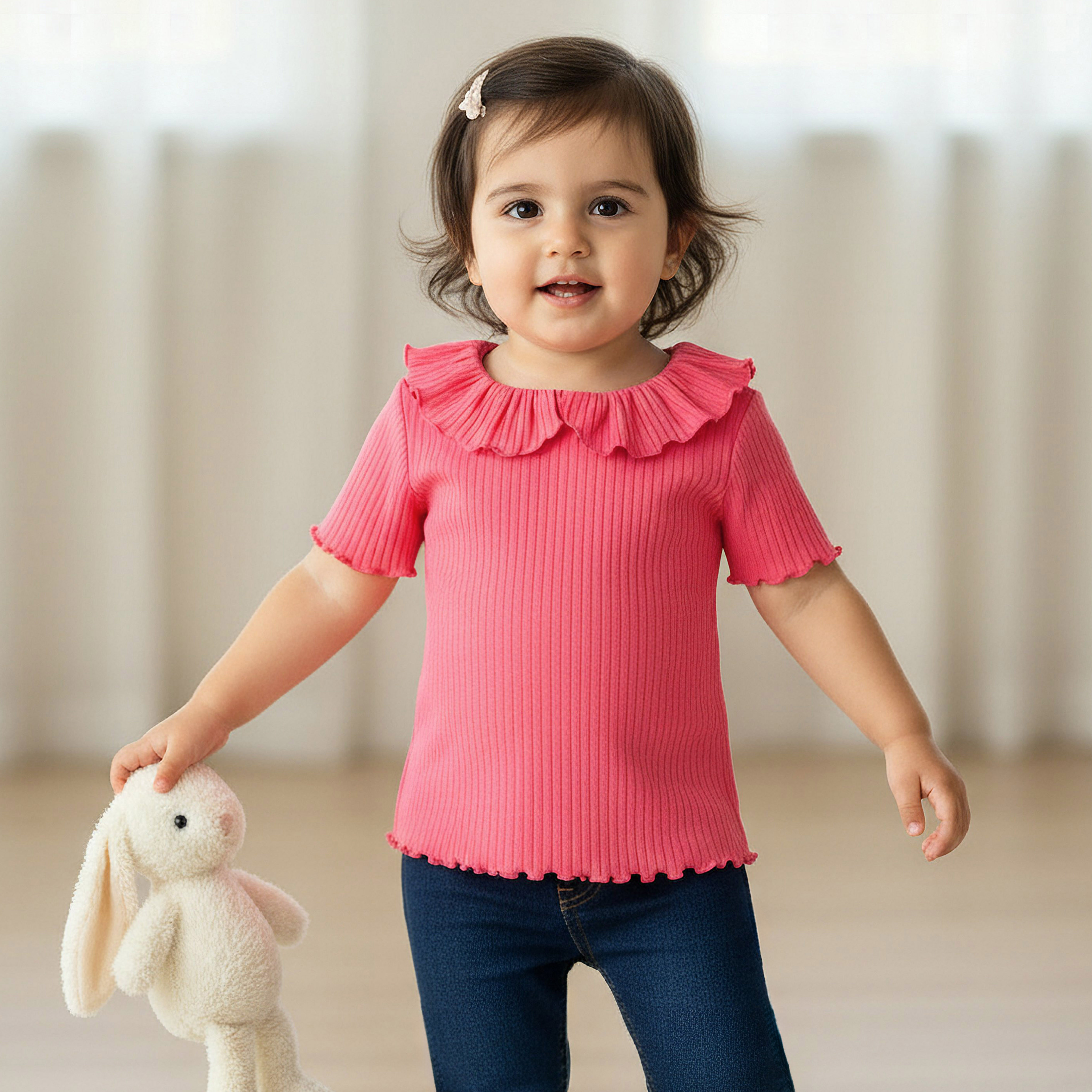 Pack of 3 Juniors Round Neck Short Sleeves T-shirt with Assorted Design-baby-girls-clothing-tshirts-image-2