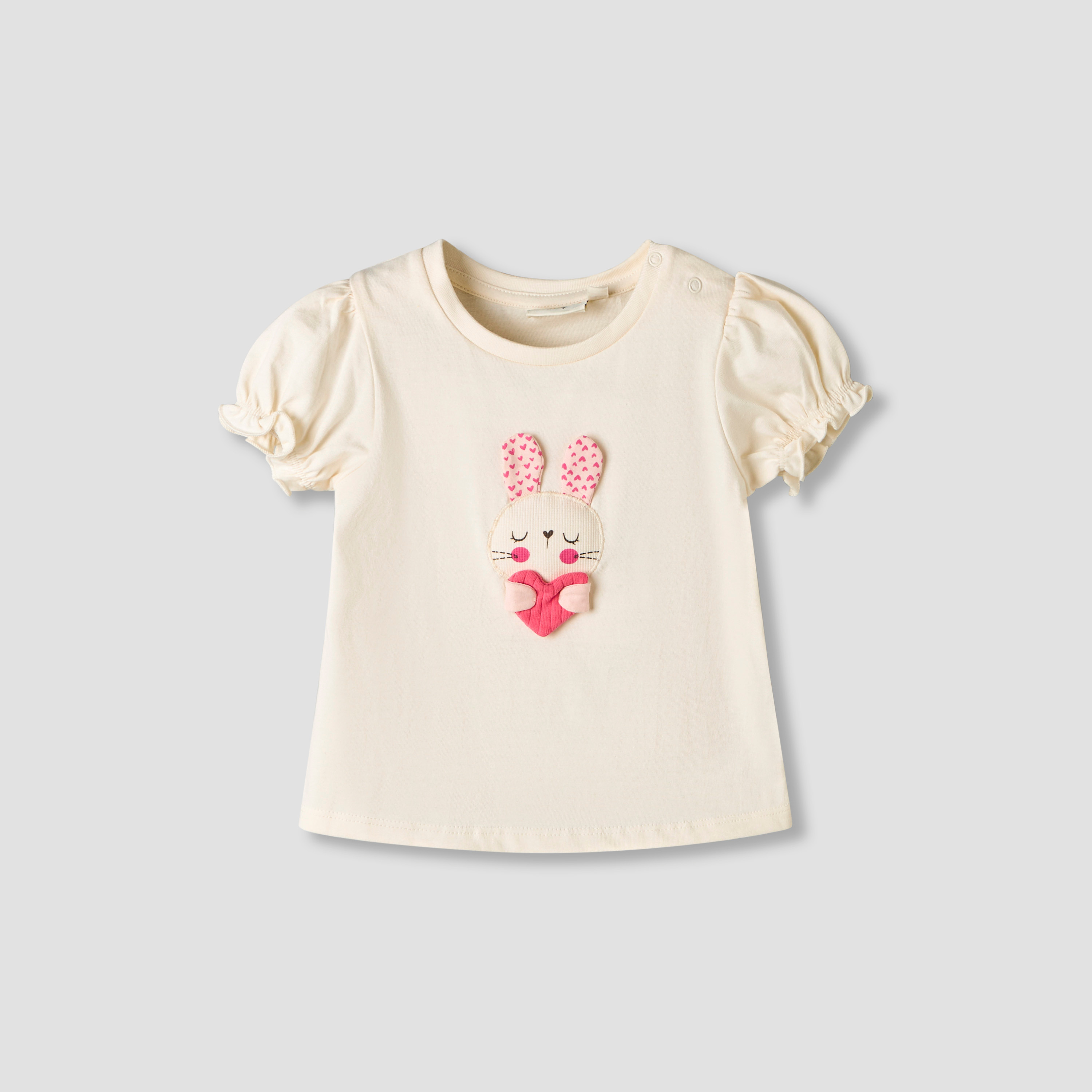 Pack of 3 Juniors Round Neck Short Sleeves T-shirt with Assorted Design-baby-girls-clothing-tshirts-image-6