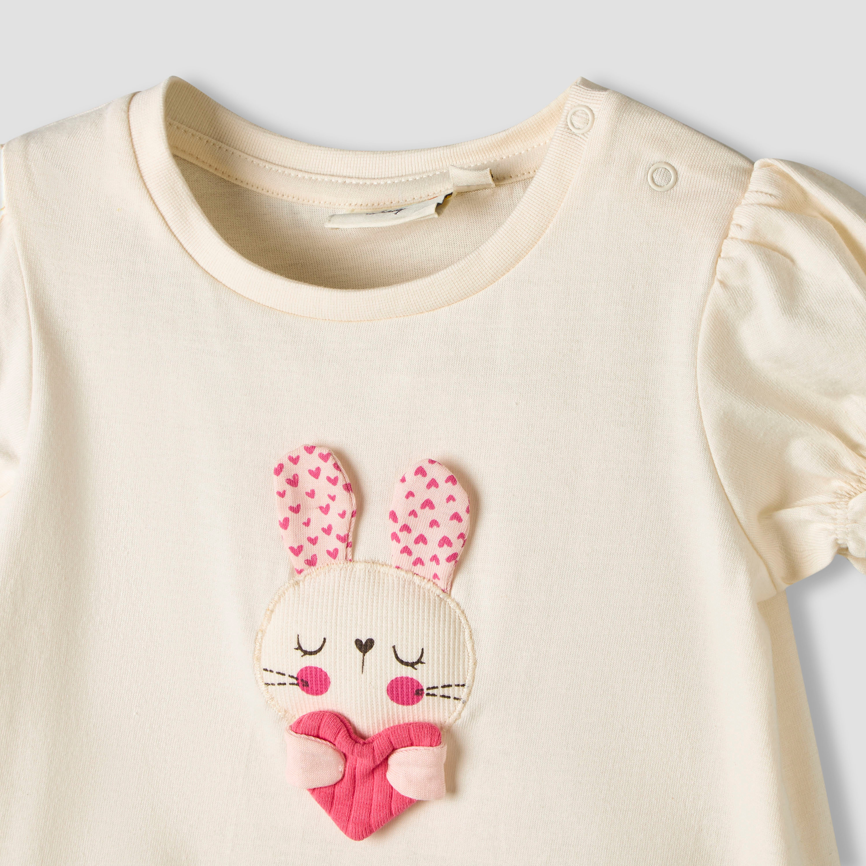 Pack of 3 Juniors Round Neck Short Sleeves T-shirt with Assorted Design-baby-girls-clothing-tshirts-image-7