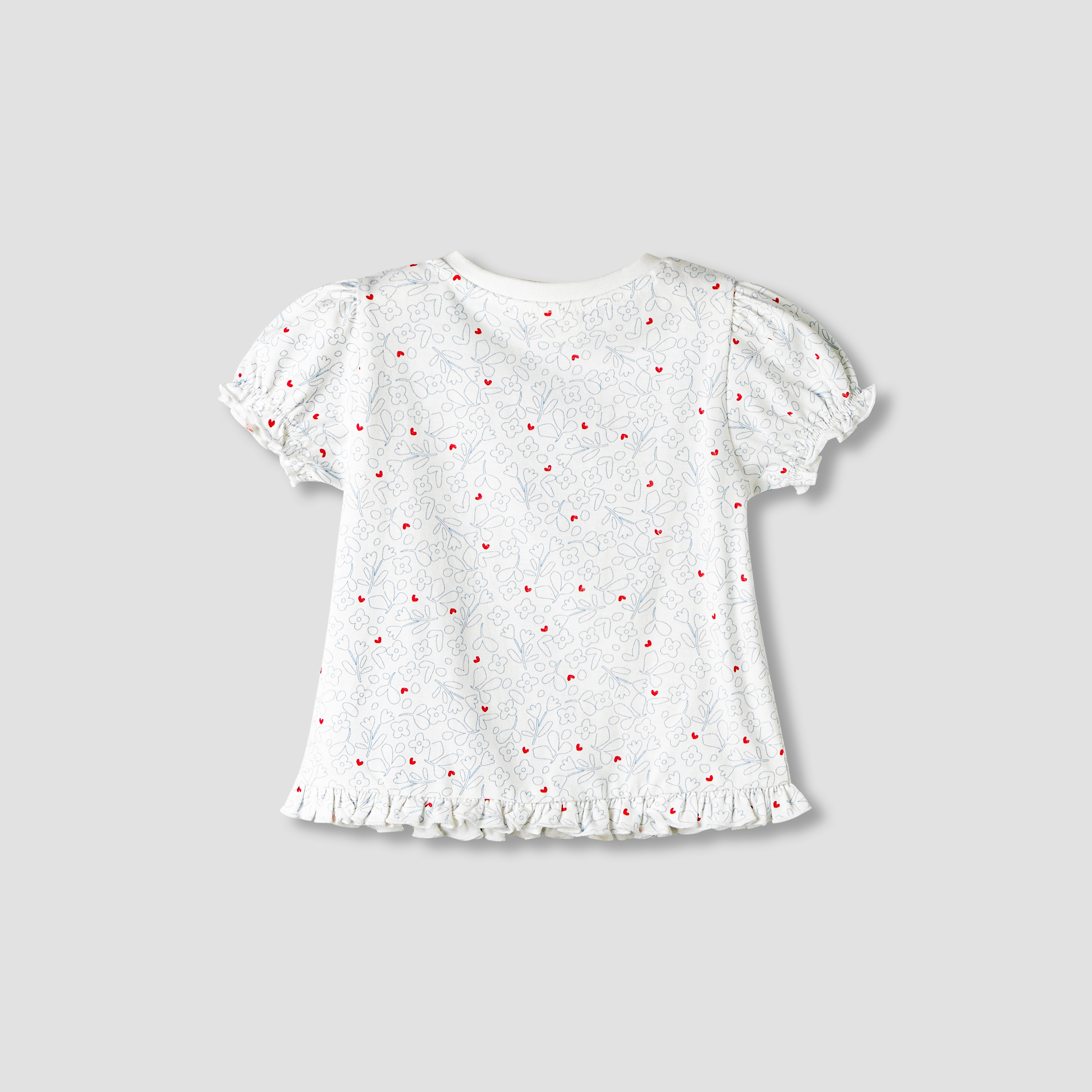 Pack of 2 Juniors Round Neck Short Sleeves T-shirt with Ruffled Hem-baby-girls-clothing-tshirts-image-4
