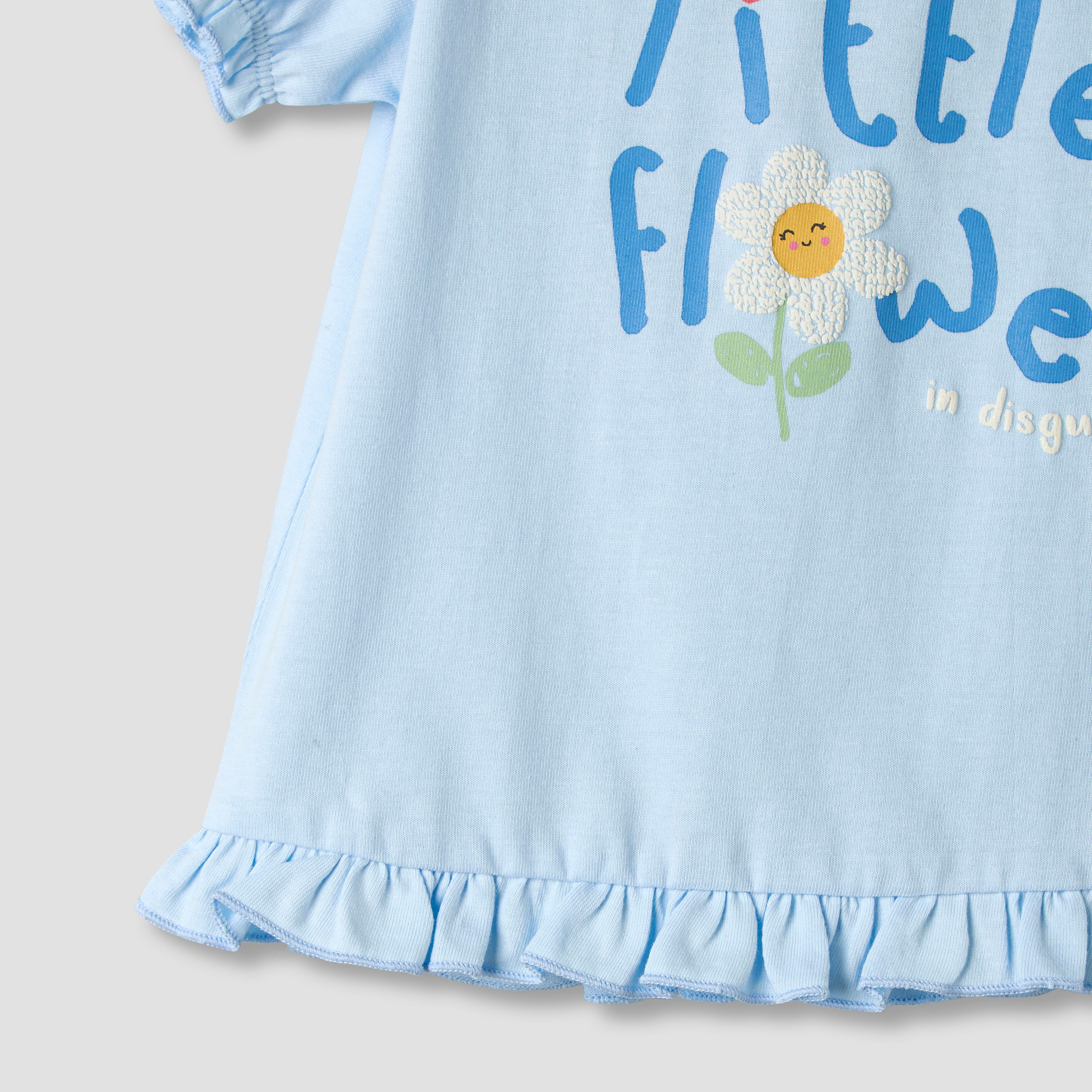 Pack of 2 Juniors Round Neck Short Sleeves T-shirt with Ruffled Hem-baby-girls-clothing-tshirts-image-10