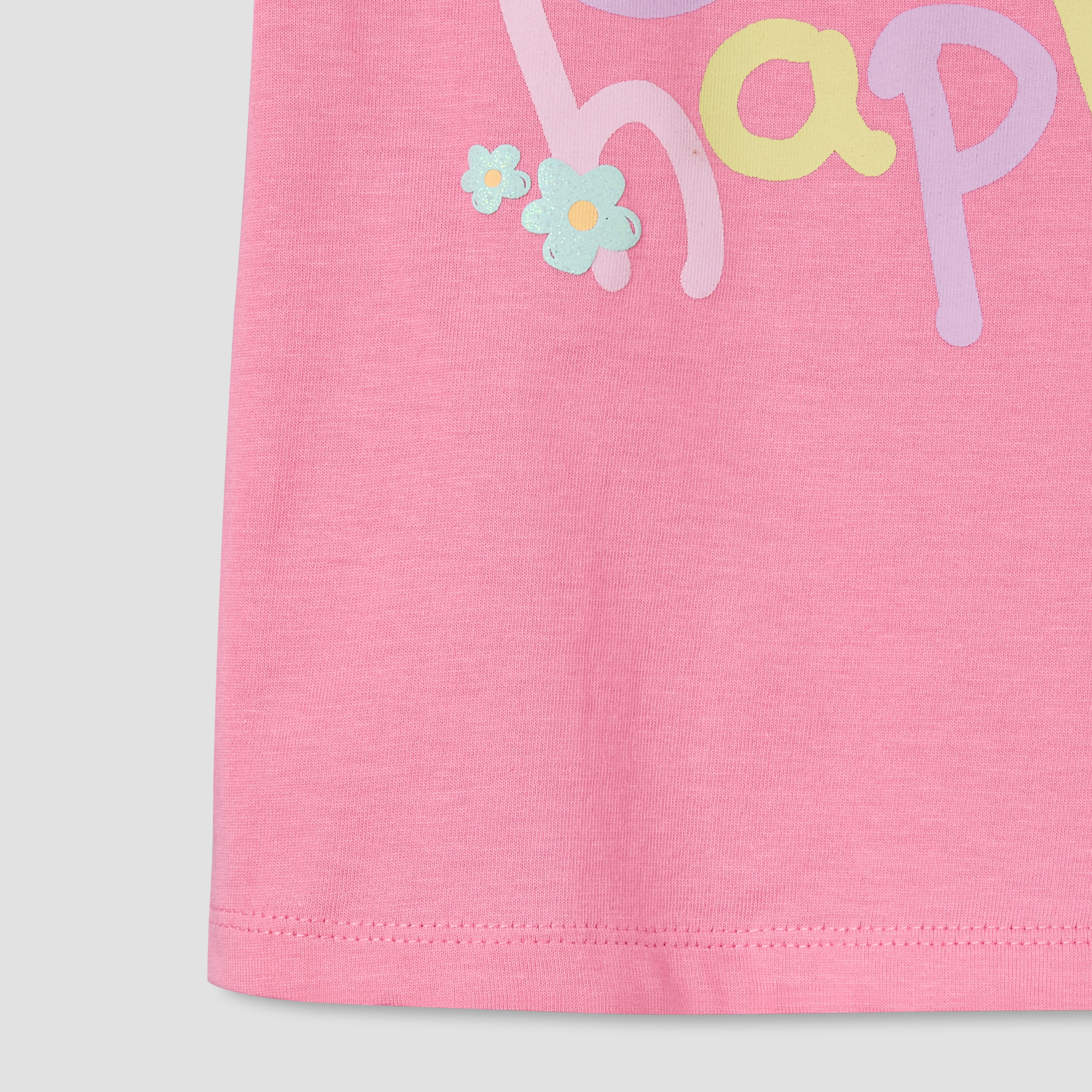 Juniors Round Neck Cap Sleeves T-shirt with Bunny Print-baby-girls-clothing-tshirts-image-5